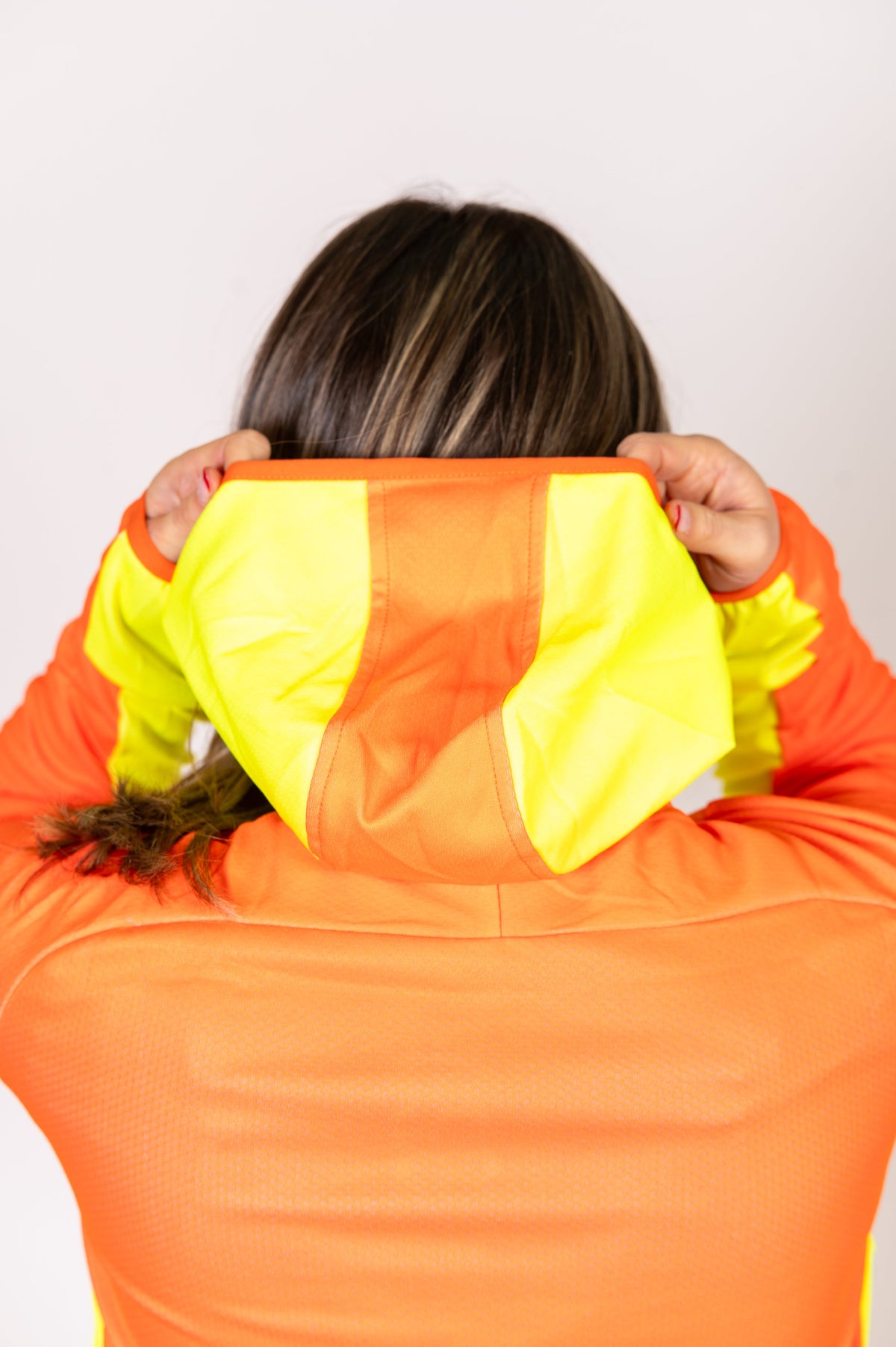 OTSO Unisex Sport-Hoodie - Fluo Orange & Fluo Yellow – Produktansicht 18