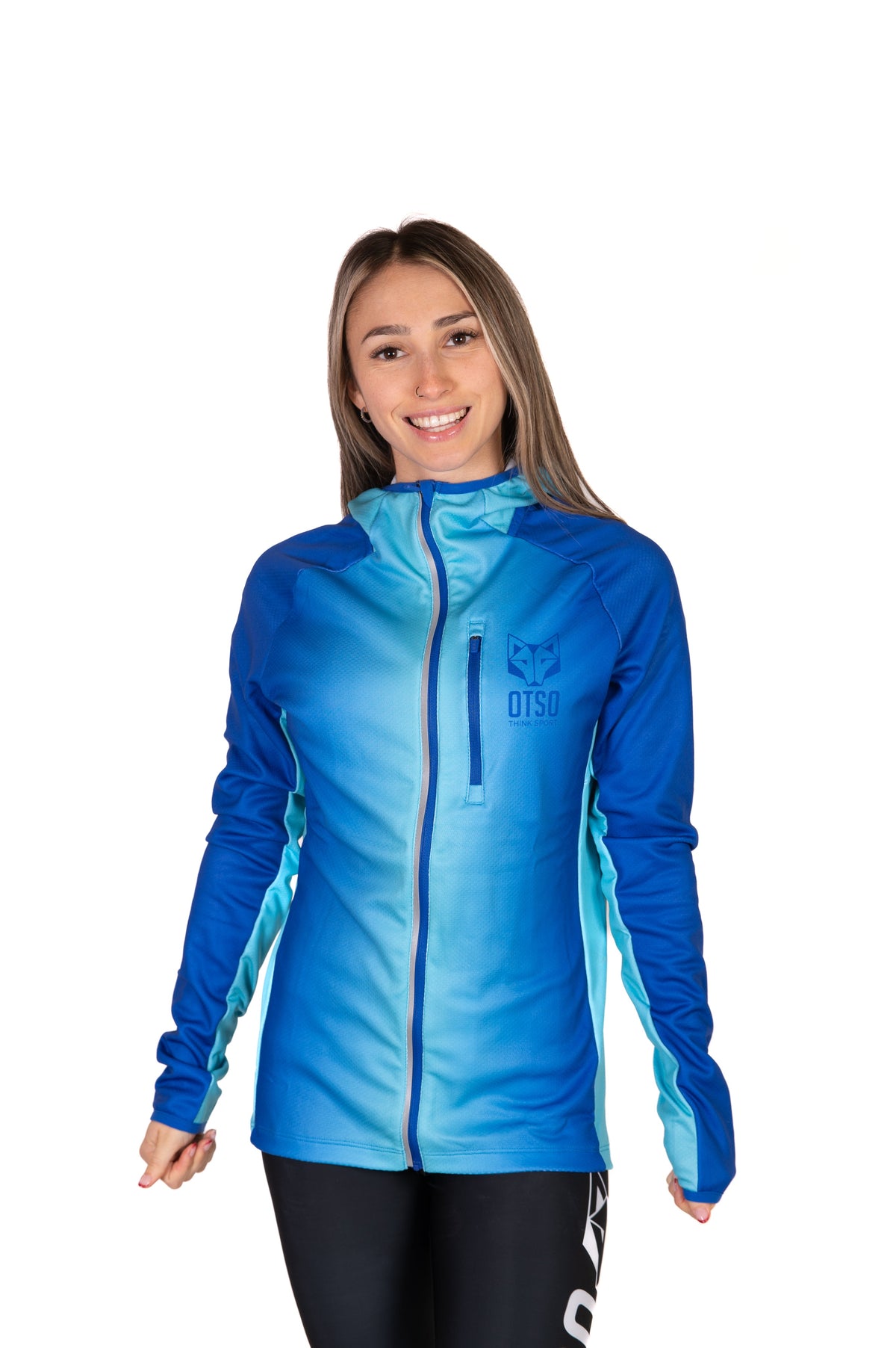 OTSO Unisex Sport-Hoodie - Electric Blue & Light Blue – Produktansicht 12