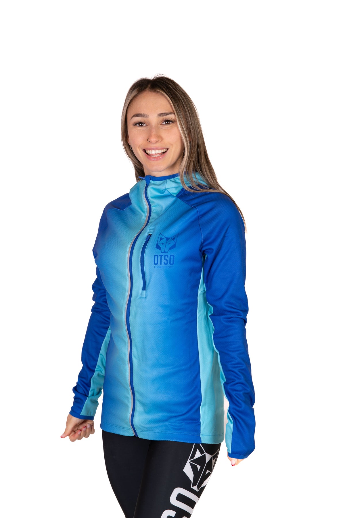 OTSO Unisex Sport-Hoodie - Electric Blue & Light Blue – Produktansicht 13