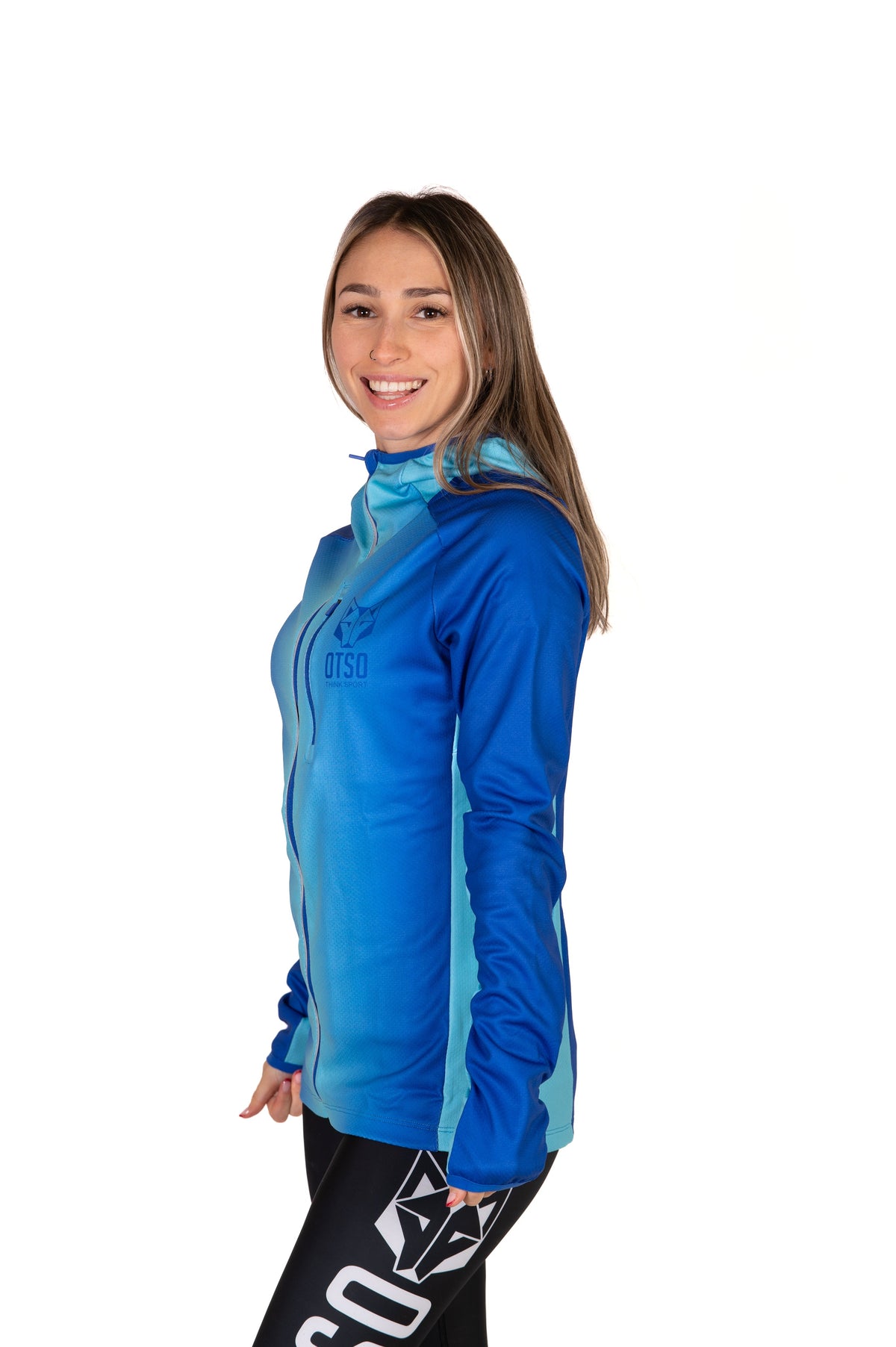 OTSO Unisex Sport-Hoodie - Electric Blue & Light Blue – Produktansicht 15