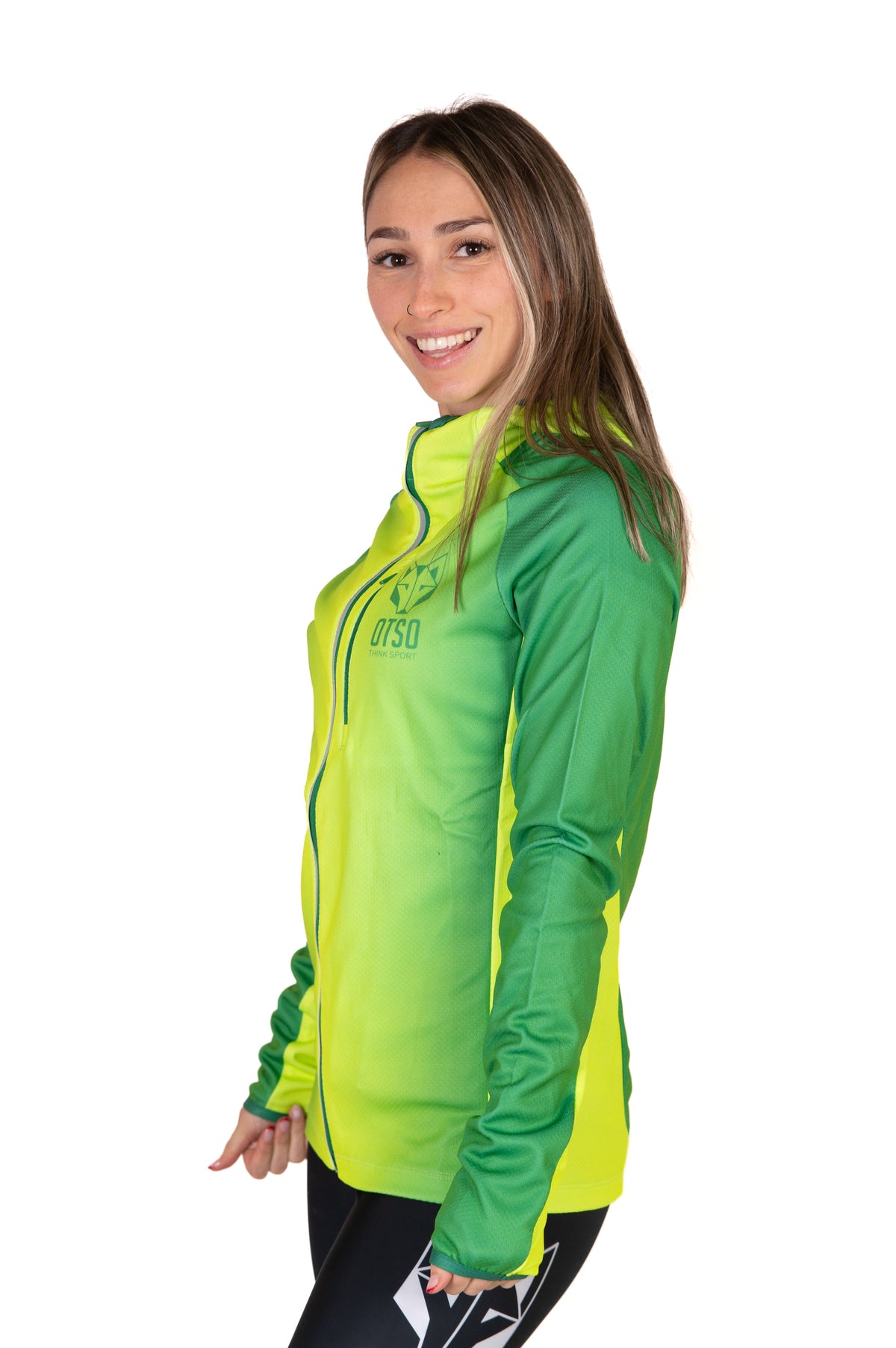 OTSO Unisex Sport-Hoodie - Forest Green & Fluo Green – Produktansicht 15