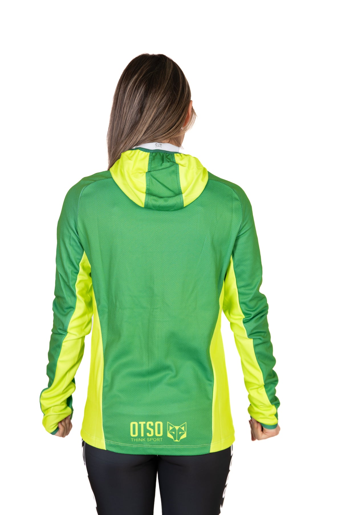OTSO Unisex Sport-Hoodie - Forest Green & Fluo Green – Produktansicht 16
