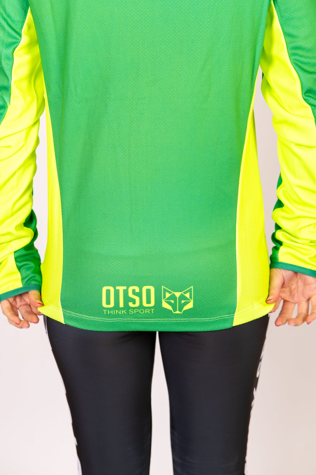 OTSO Unisex Sport-Hoodie - Forest Green & Fluo Green – Produktansicht 18