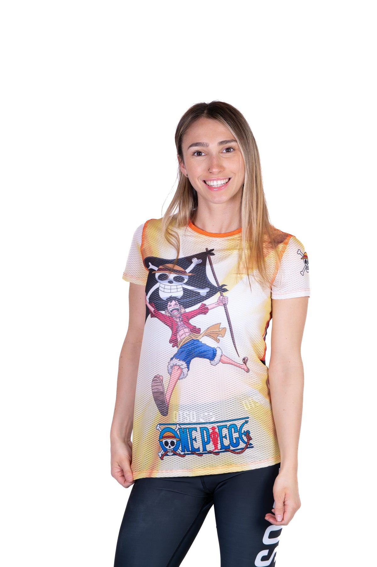 OTSO Damen Kurzarm-Funktionsshirt - One piece fishman straw hat crew yellow – Produktansicht 3