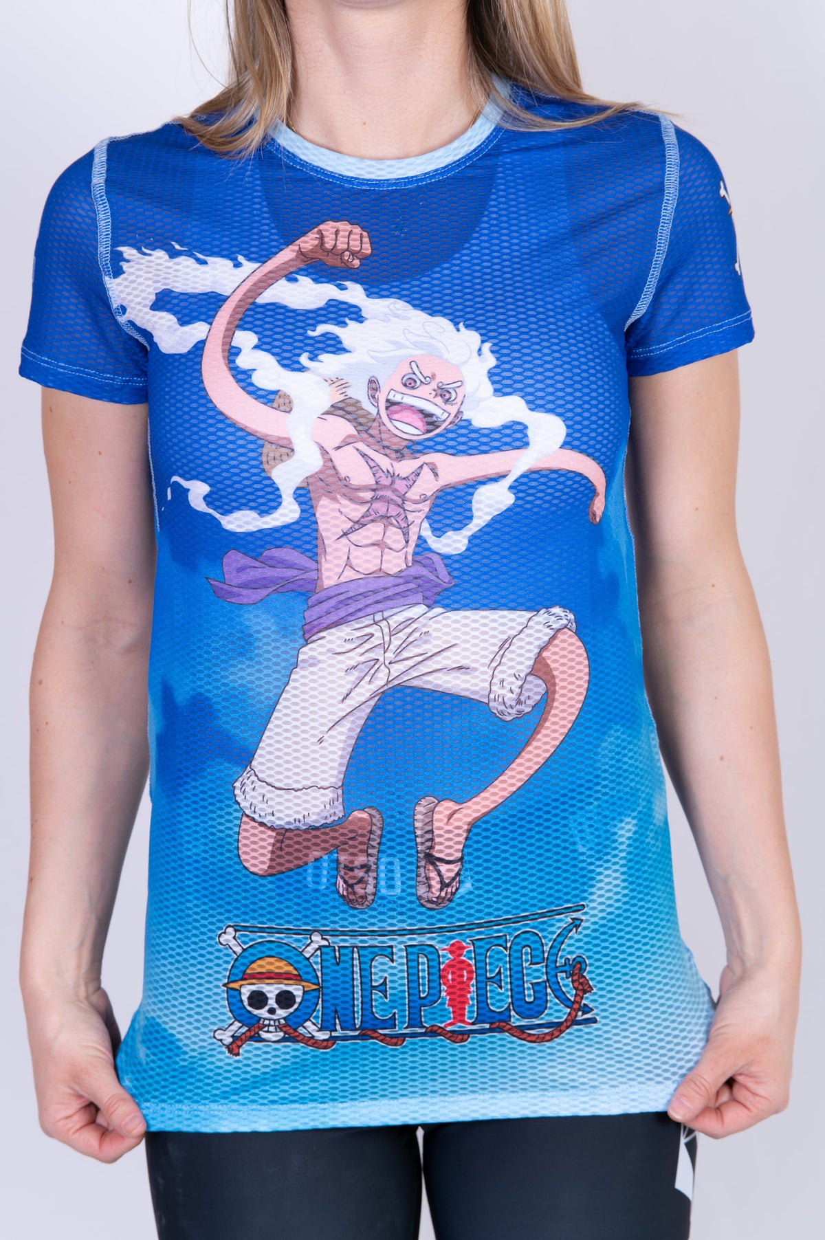 OTSO Damen Kurzarm-Funktionsshirt - One piece egghead luffy and the crew blue – Produktansicht 10