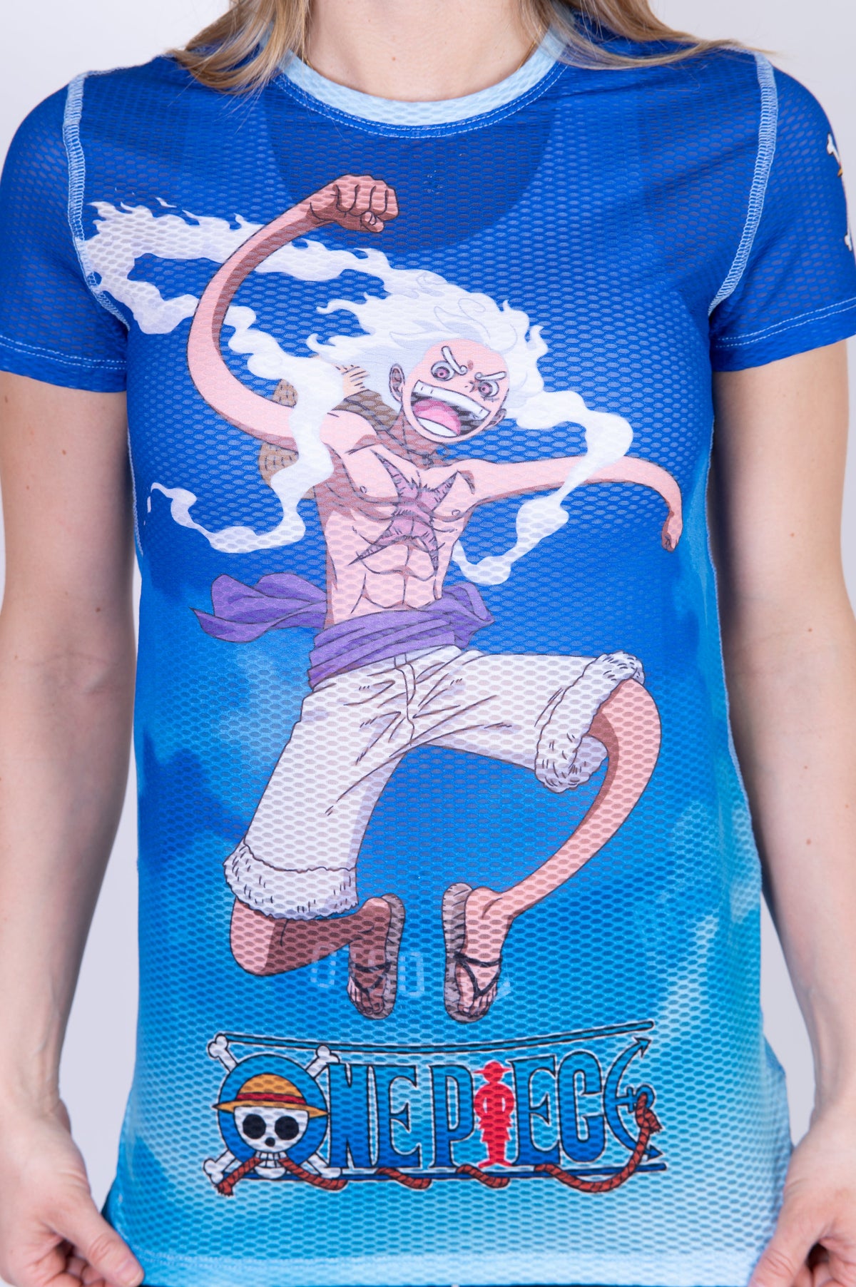 OTSO Damen Kurzarm-Funktionsshirt - One piece egghead luffy and the crew blue – Produktansicht 11