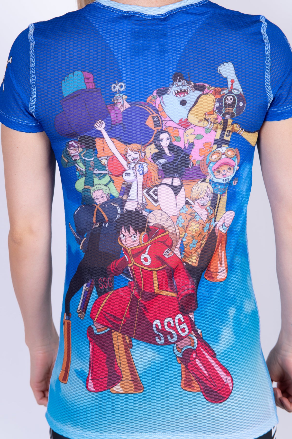 OTSO Damen Kurzarm-Funktionsshirt - One piece egghead luffy and the crew blue – Produktansicht 12