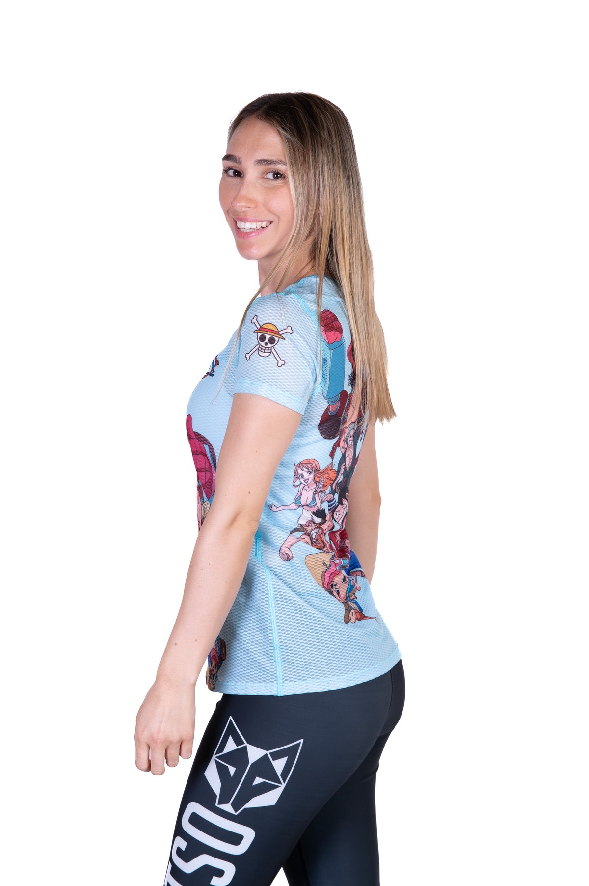 OTSO Damen Kurzarm-Funktionsshirt - One piece fishman straw hat crew turquoise – Produktansicht 7