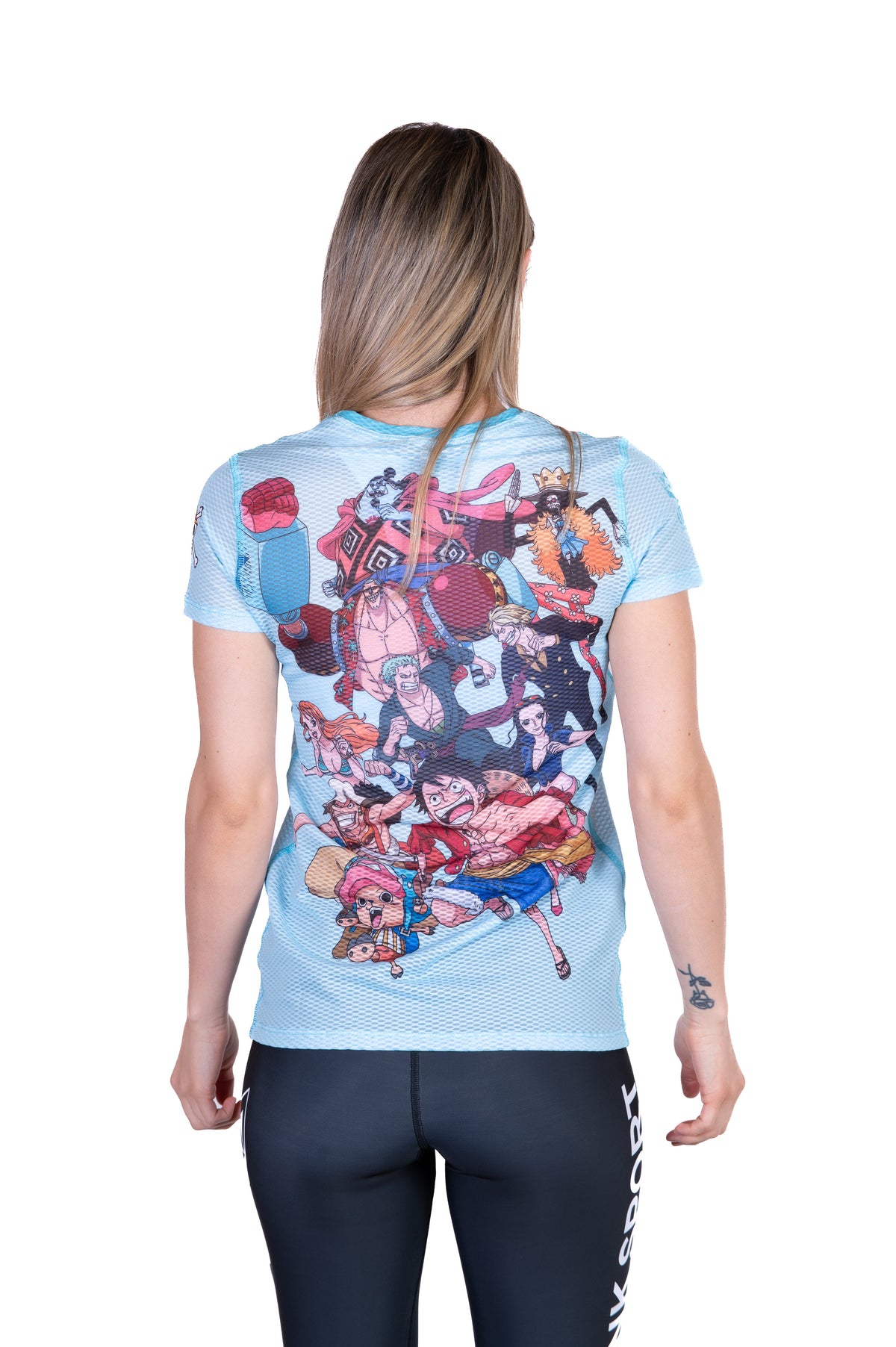 OTSO Damen Kurzarm-Funktionsshirt - One piece fishman straw hat crew turquoise – Produktansicht 8
