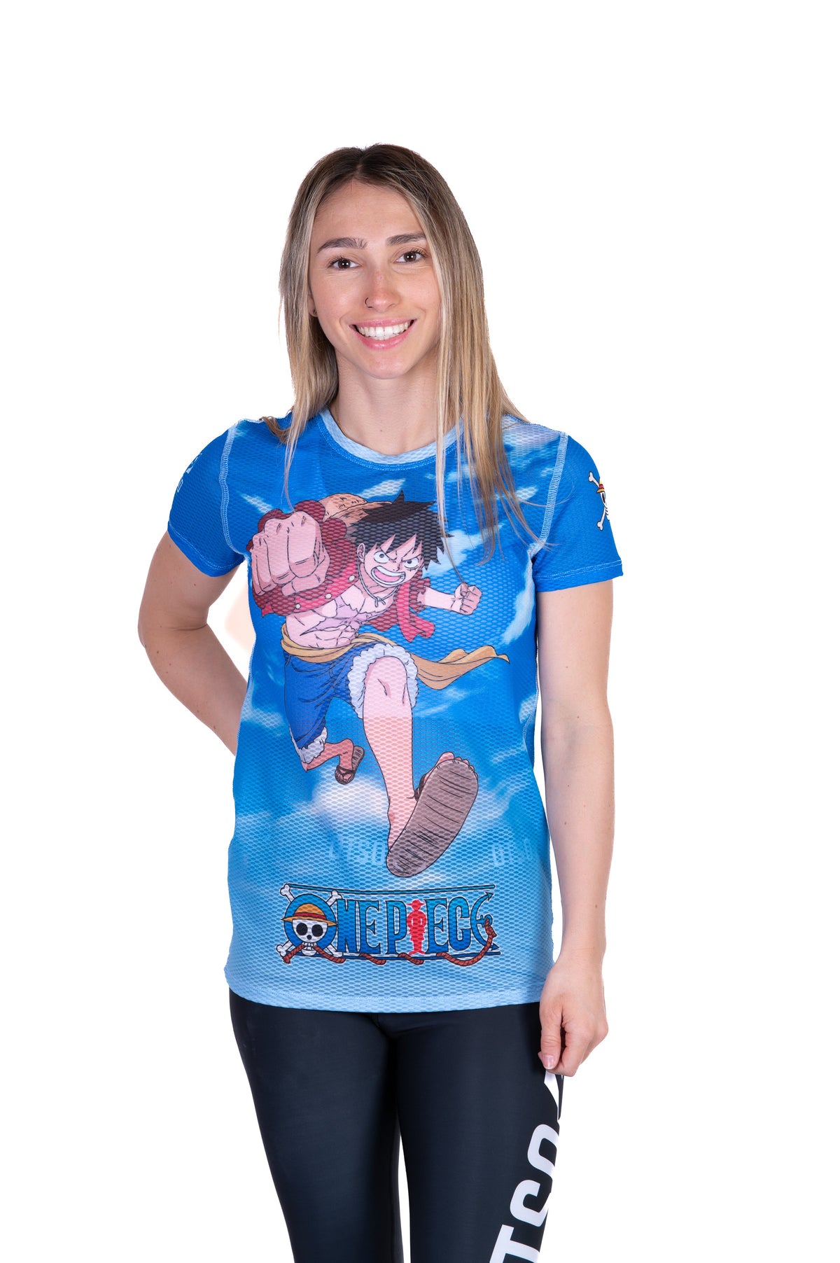 OTSO Damen Kurzarm-Funktionsshirt - One piece fishman luffy and the crew blue – Produktansicht 3