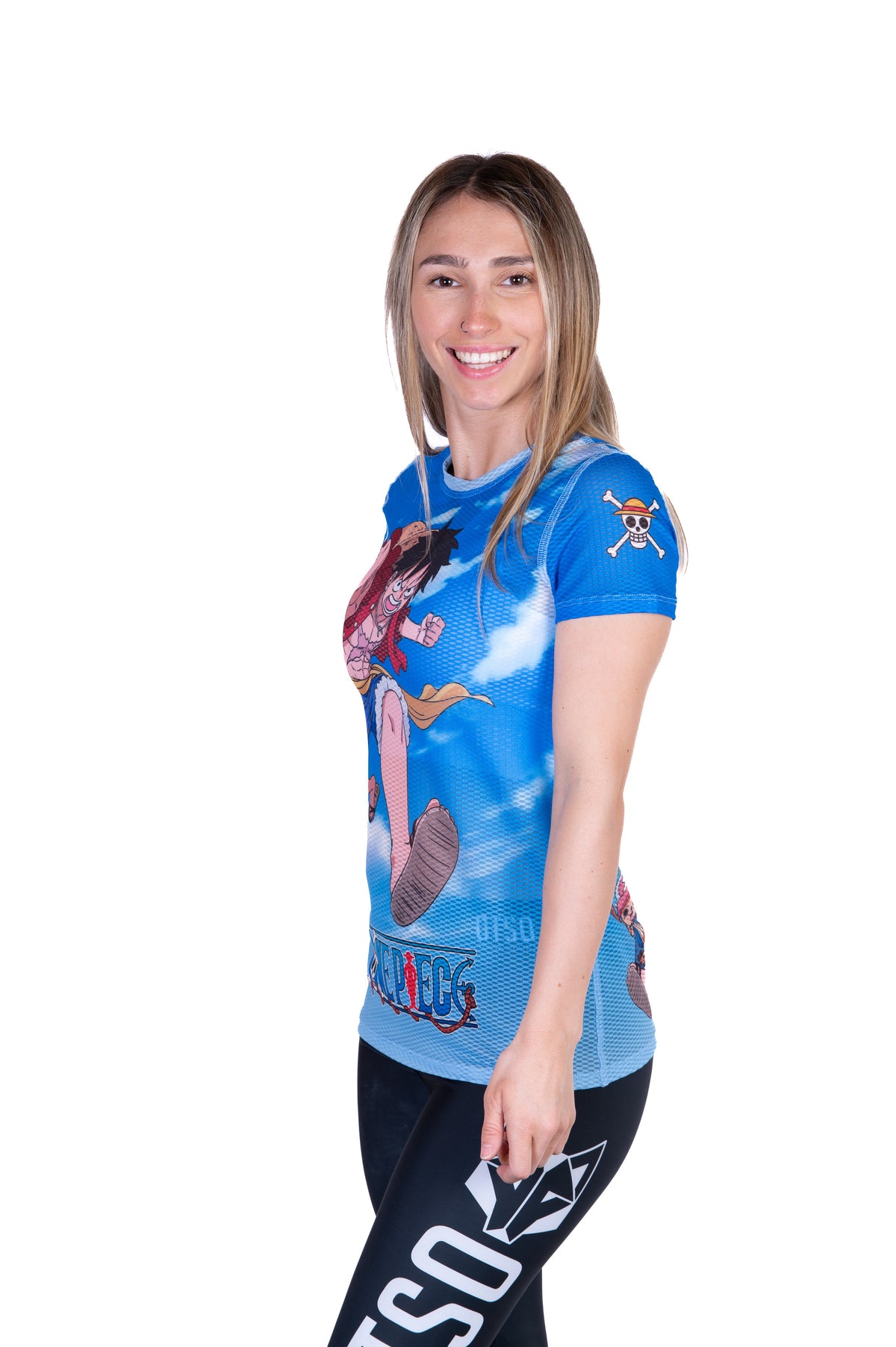 OTSO Damen Kurzarm-Funktionsshirt - One piece fishman luffy and the crew blue – Produktansicht 5