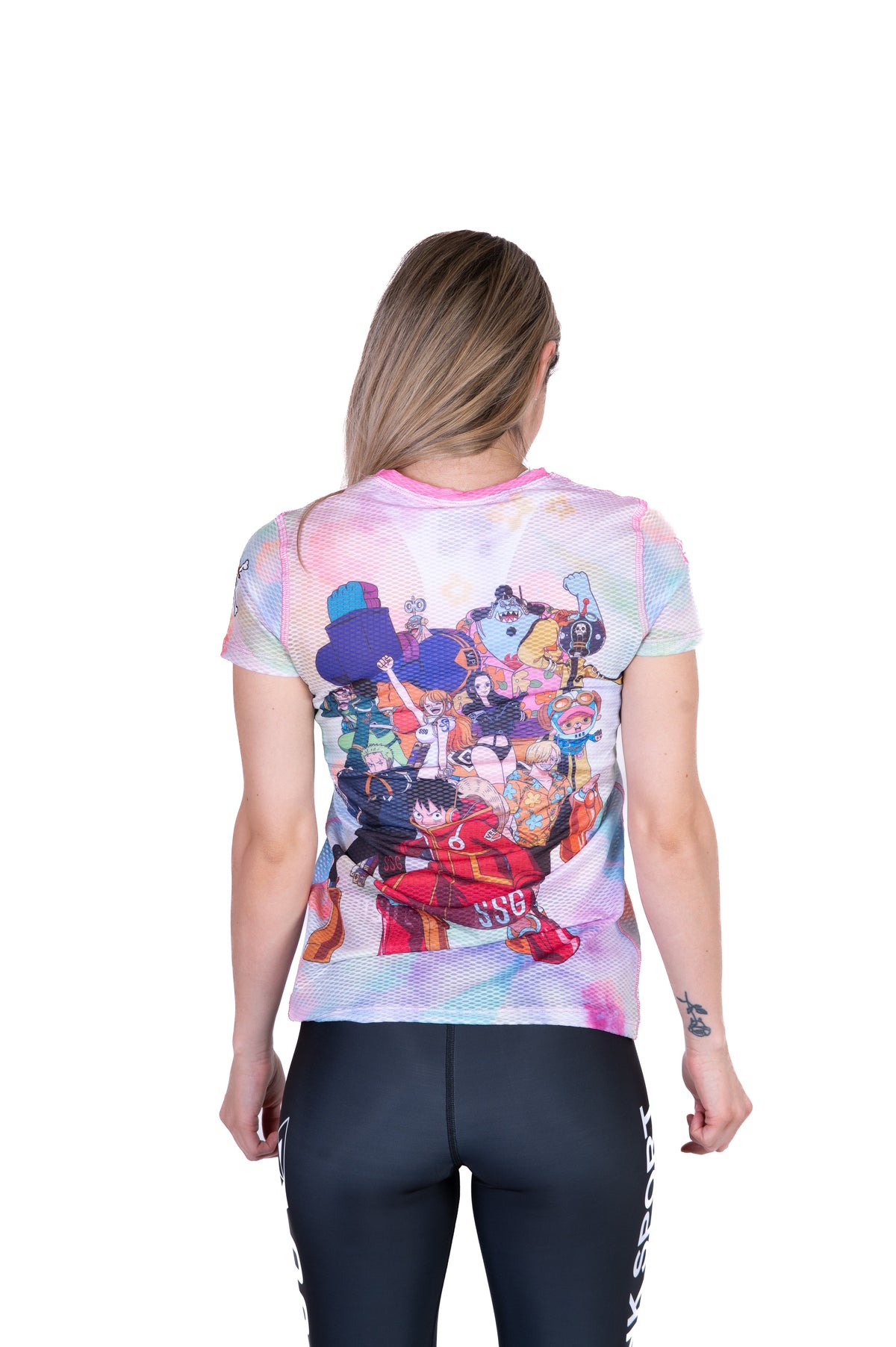 OTSO Damen Kurzarm-Funktionsshirt - One piece egghead luffy and the crew pink – Produktansicht 8