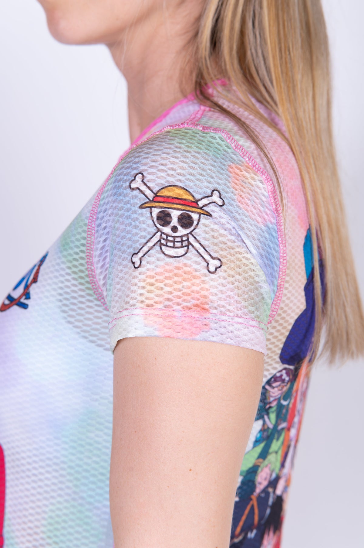 OTSO Damen Kurzarm-Funktionsshirt - One piece egghead luffy and the crew pink – Produktansicht 13