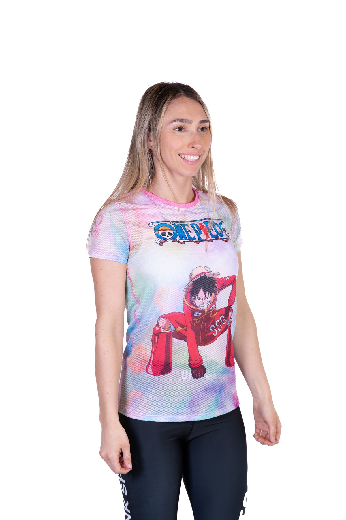 OTSO Damen Kurzarm-Funktionsshirt - One piece egghead luffy and the crew pink – Produktansicht 4