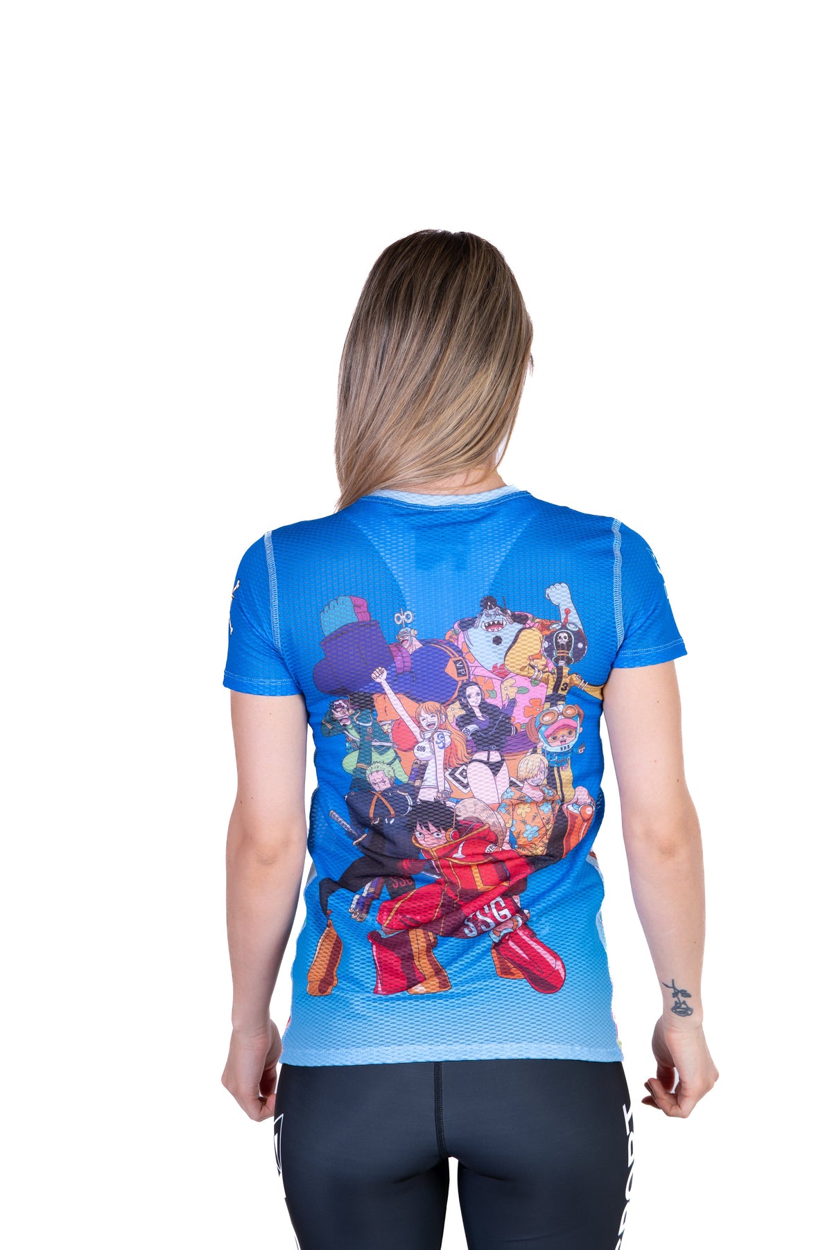 OTSO Damen Kurzarm-Funktionsshirt - One piece egghead luffy straw hat crew blue – Produktansicht 8