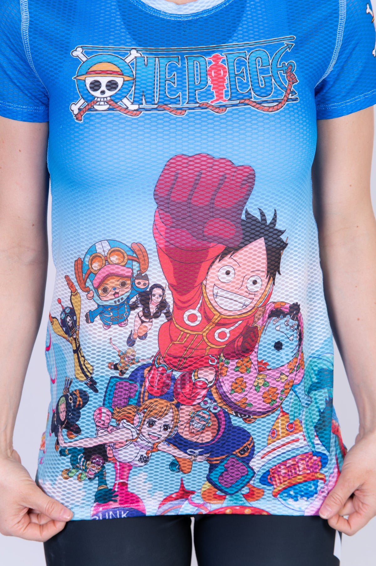 OTSO Damen Kurzarm-Funktionsshirt - One piece egghead luffy straw hat crew blue – Produktansicht 9