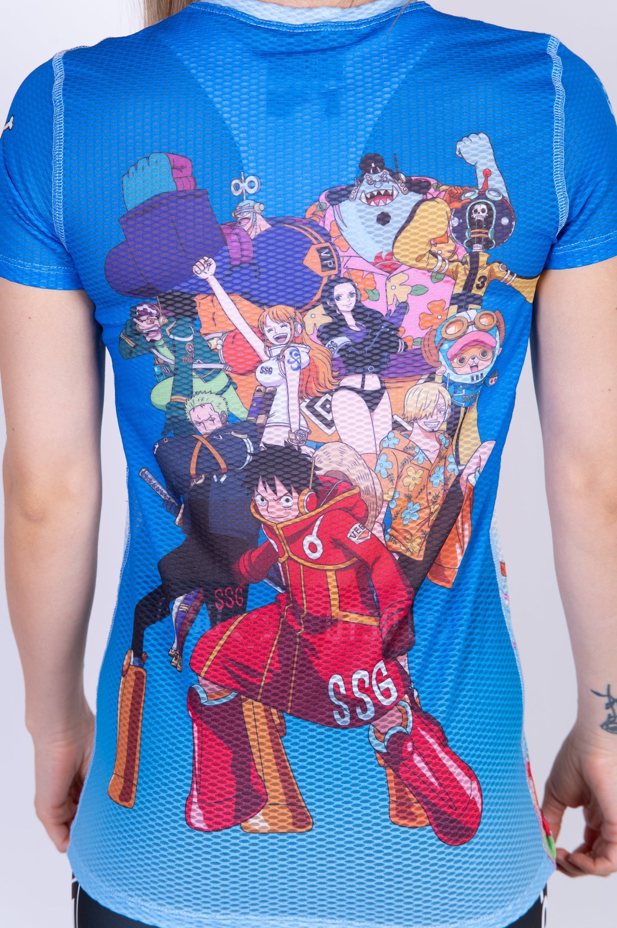OTSO Damen Kurzarm-Funktionsshirt - One piece egghead luffy straw hat crew blue – Produktansicht 10