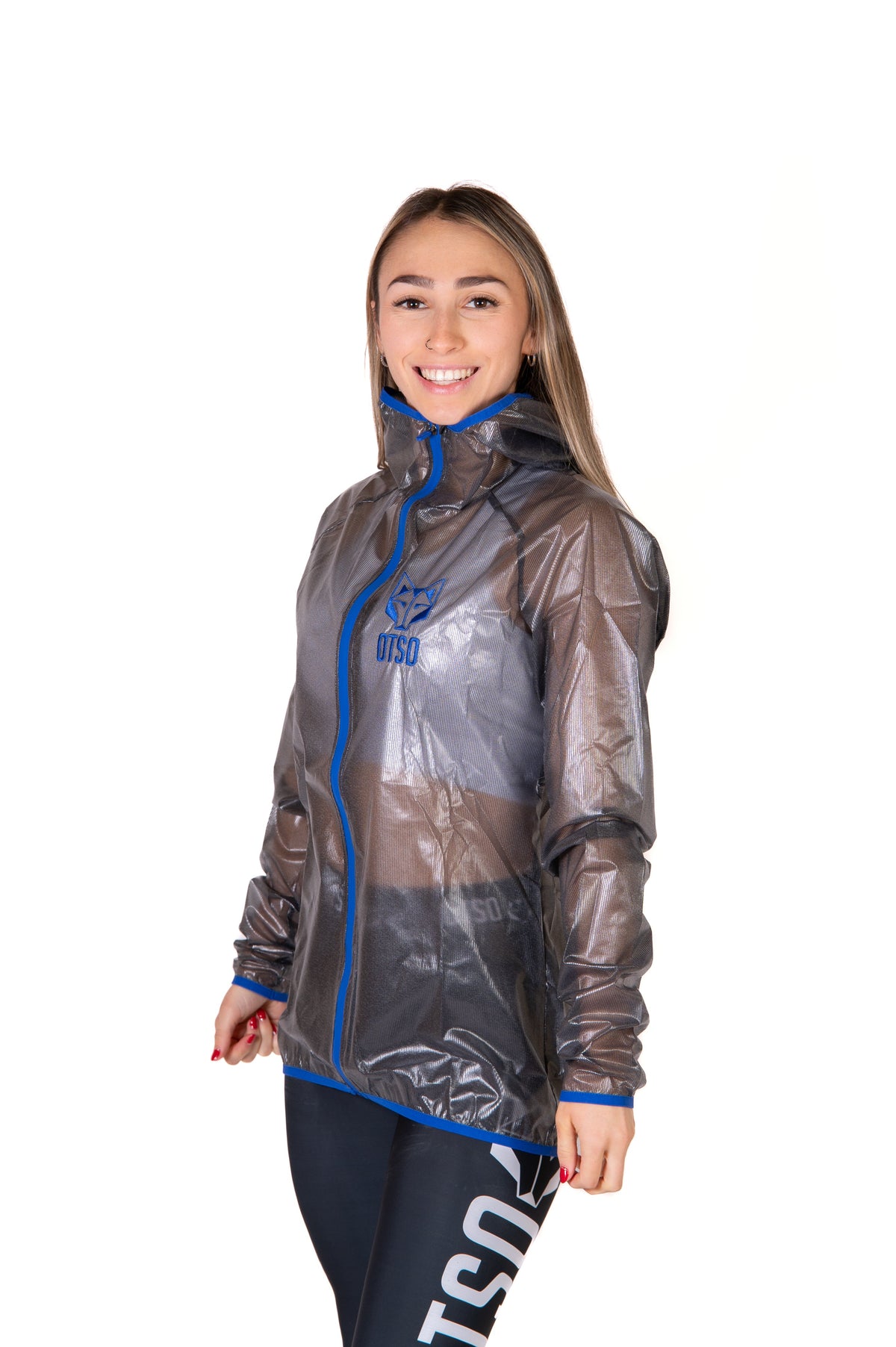 OTSO Wasserdichte Laufjacke - Black & Royal Blue – Produktansicht 13