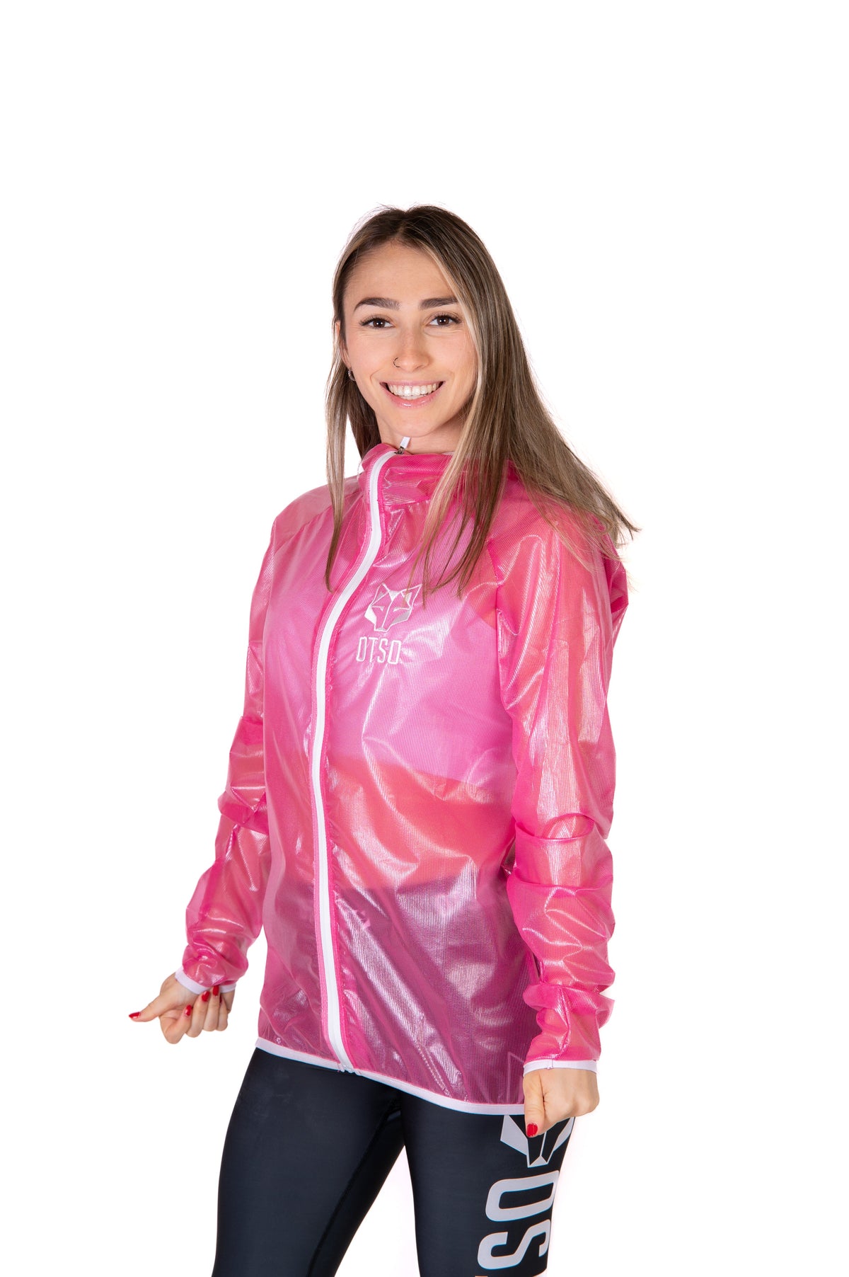OTSO Wasserdichte Laufjacke - Fluo Pink & White – Produktansicht 5