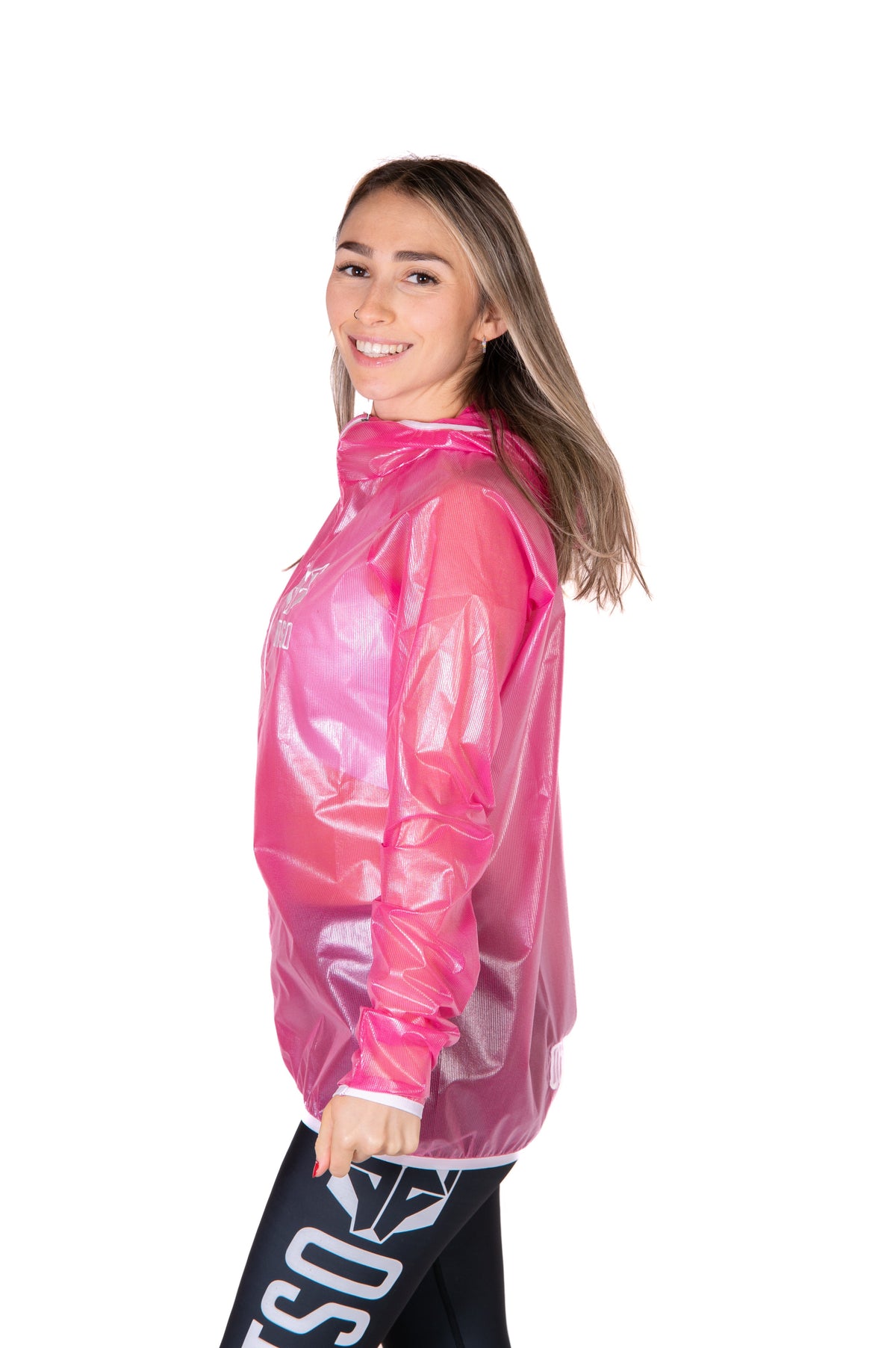 OTSO Wasserdichte Laufjacke - Fluo Pink & White – Produktansicht 7