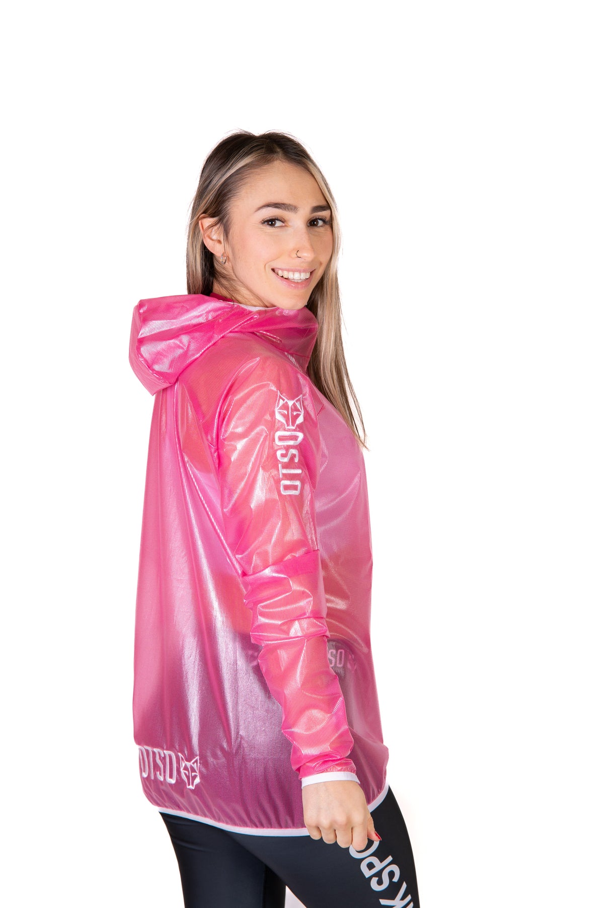 OTSO Wasserdichte Laufjacke - Fluo Pink & White – Produktansicht 6