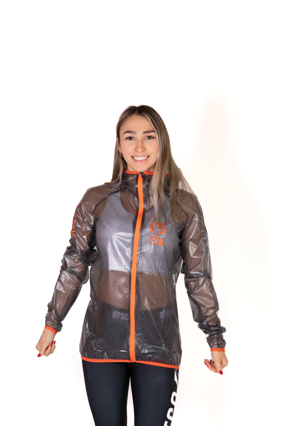OTSO Wasserdichte Laufjacke - Black & Fluo Orange – Produktansicht 11