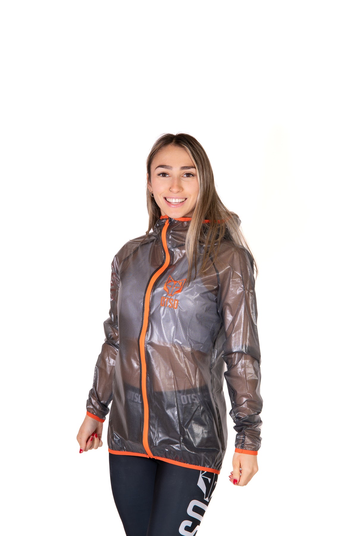 OTSO Wasserdichte Laufjacke - Black & Fluo Orange – Produktansicht 12