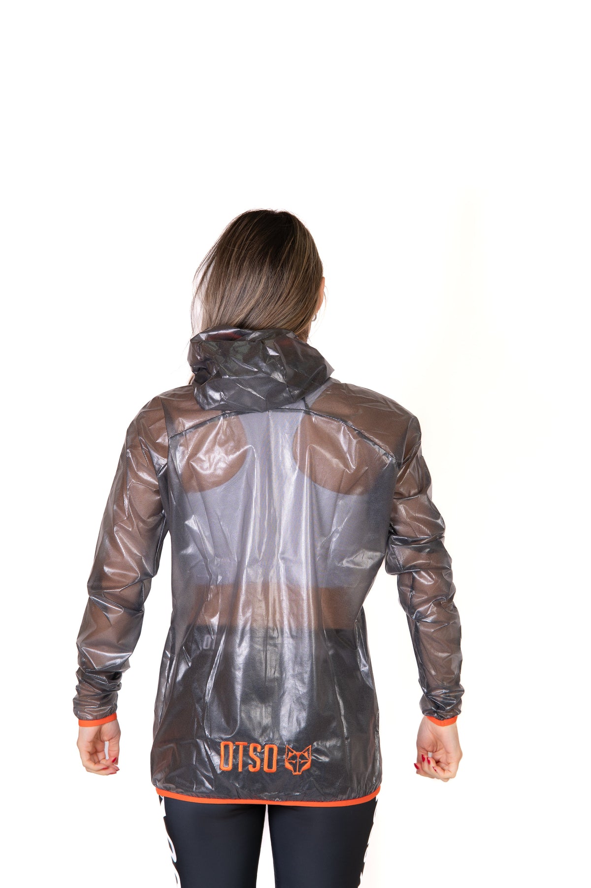 OTSO Wasserdichte Laufjacke - Black & Fluo Orange – Produktansicht 15