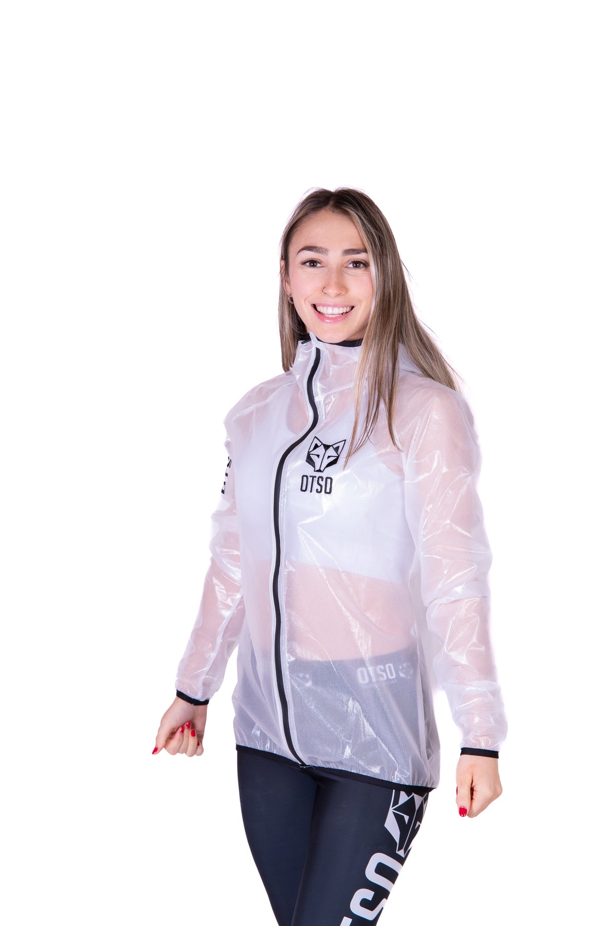 OTSO Wasserdichte Laufjacke - White & Black – Produktansicht 12