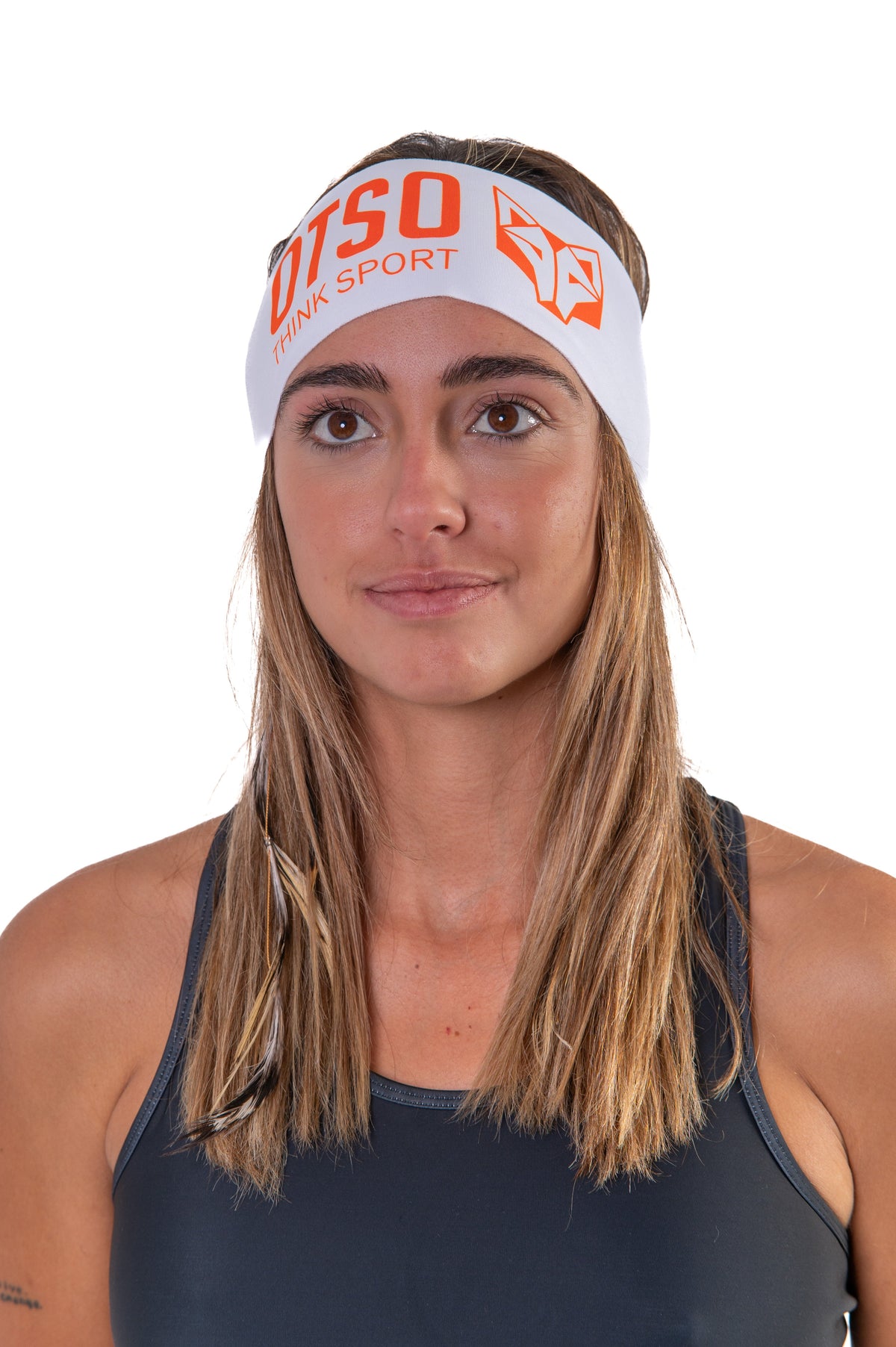 OTSO Sport-Stirnband - OTSO Sport White / Fluo Orange – Produktansicht 4