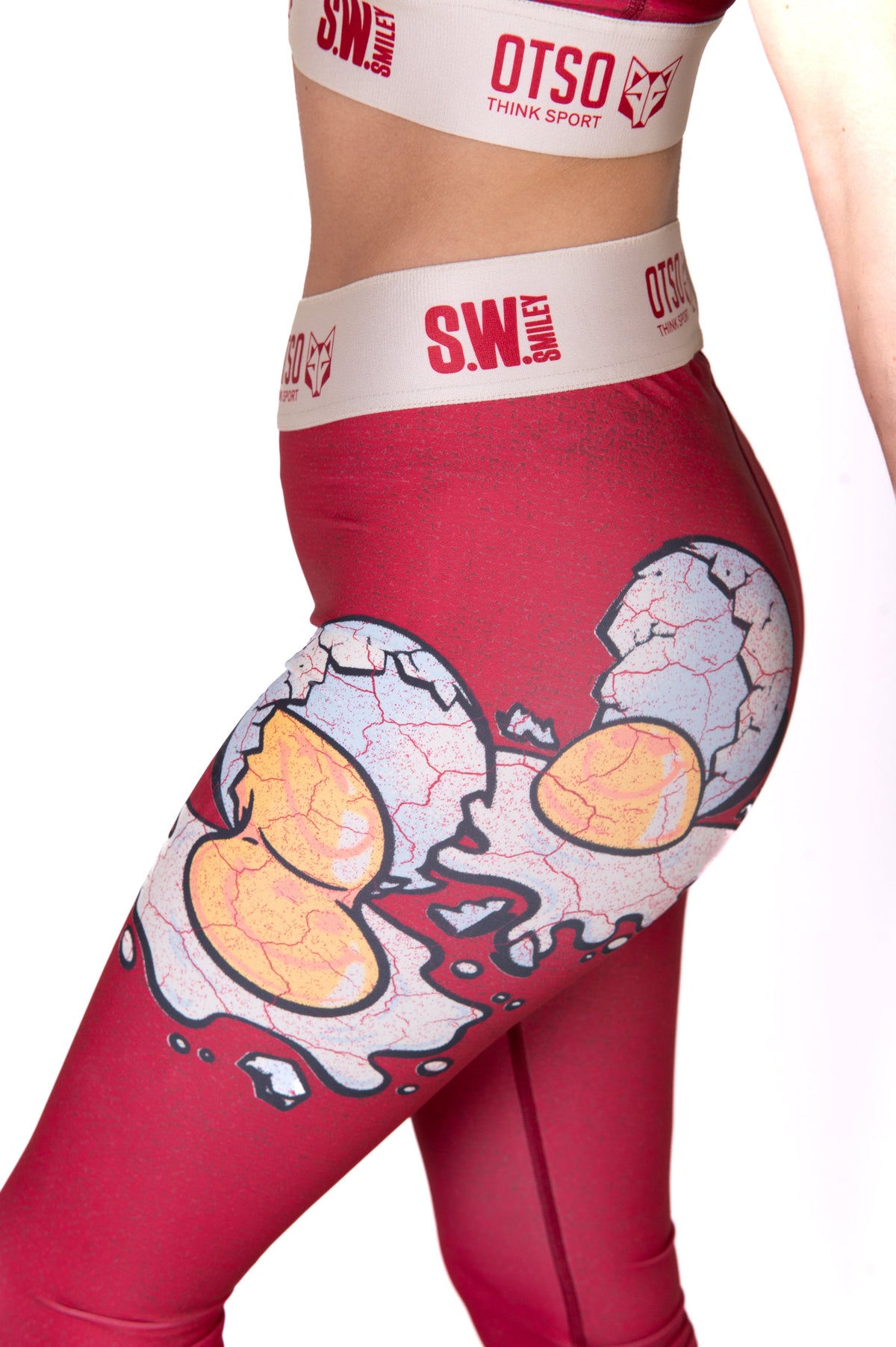 OTSO Damen Sportleggings - S.W.Smiley Concrete Canvas Egg – Produktansicht 2