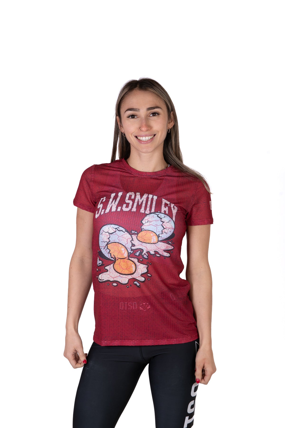 OTSO Damen Kurzarm-Funktionsshirt - S.W.Smiley Concrete Canvas Egg – Produktansicht 3