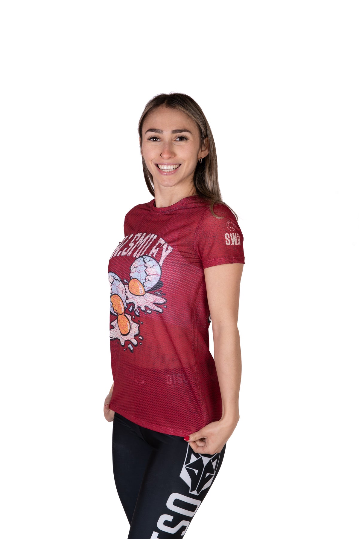 OTSO Damen Kurzarm-Funktionsshirt - S.W.Smiley Concrete Canvas Egg – Produktansicht 4
