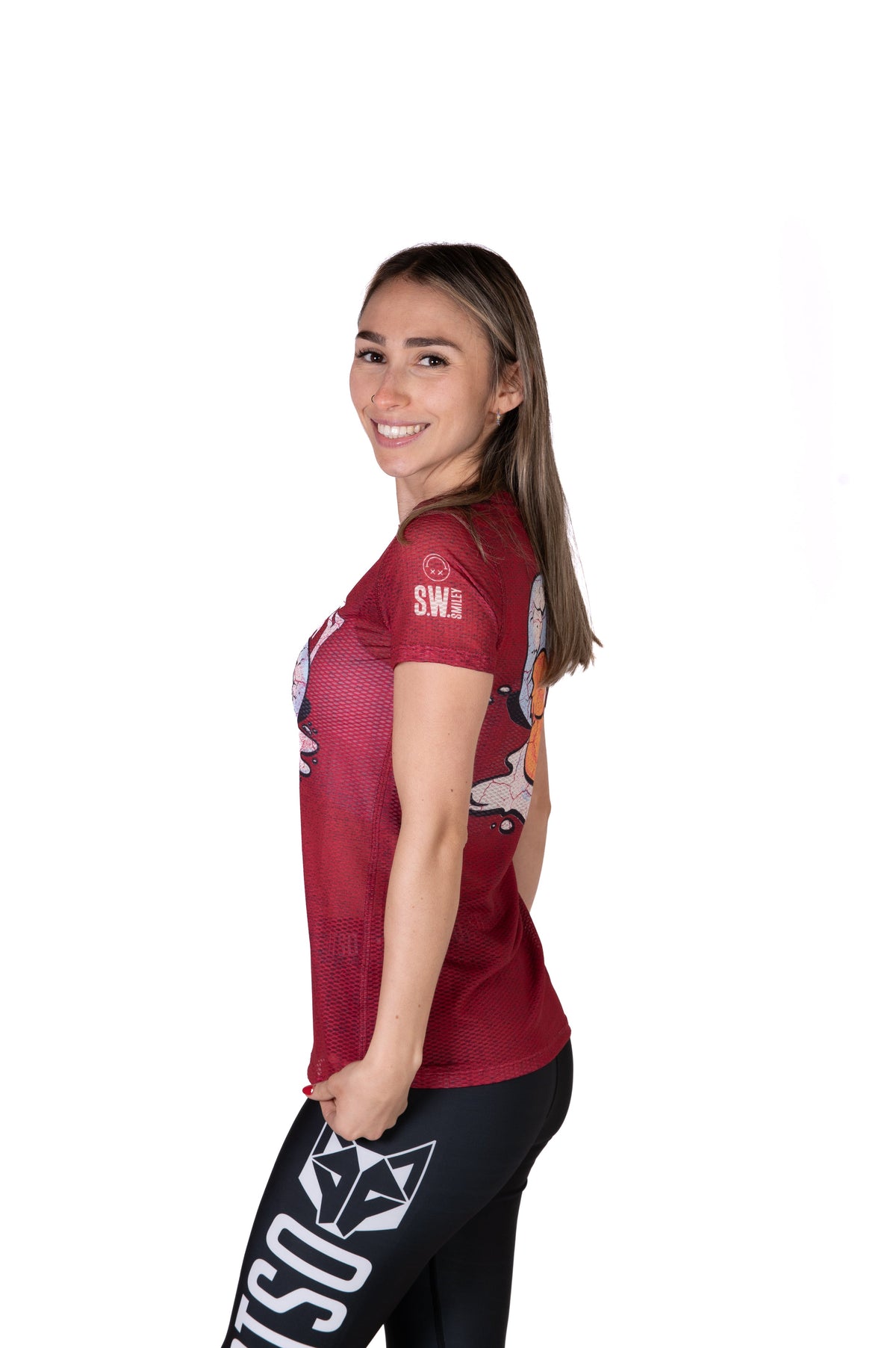 OTSO Damen Kurzarm-Funktionsshirt - S.W.Smiley Concrete Canvas Egg – Produktansicht 6