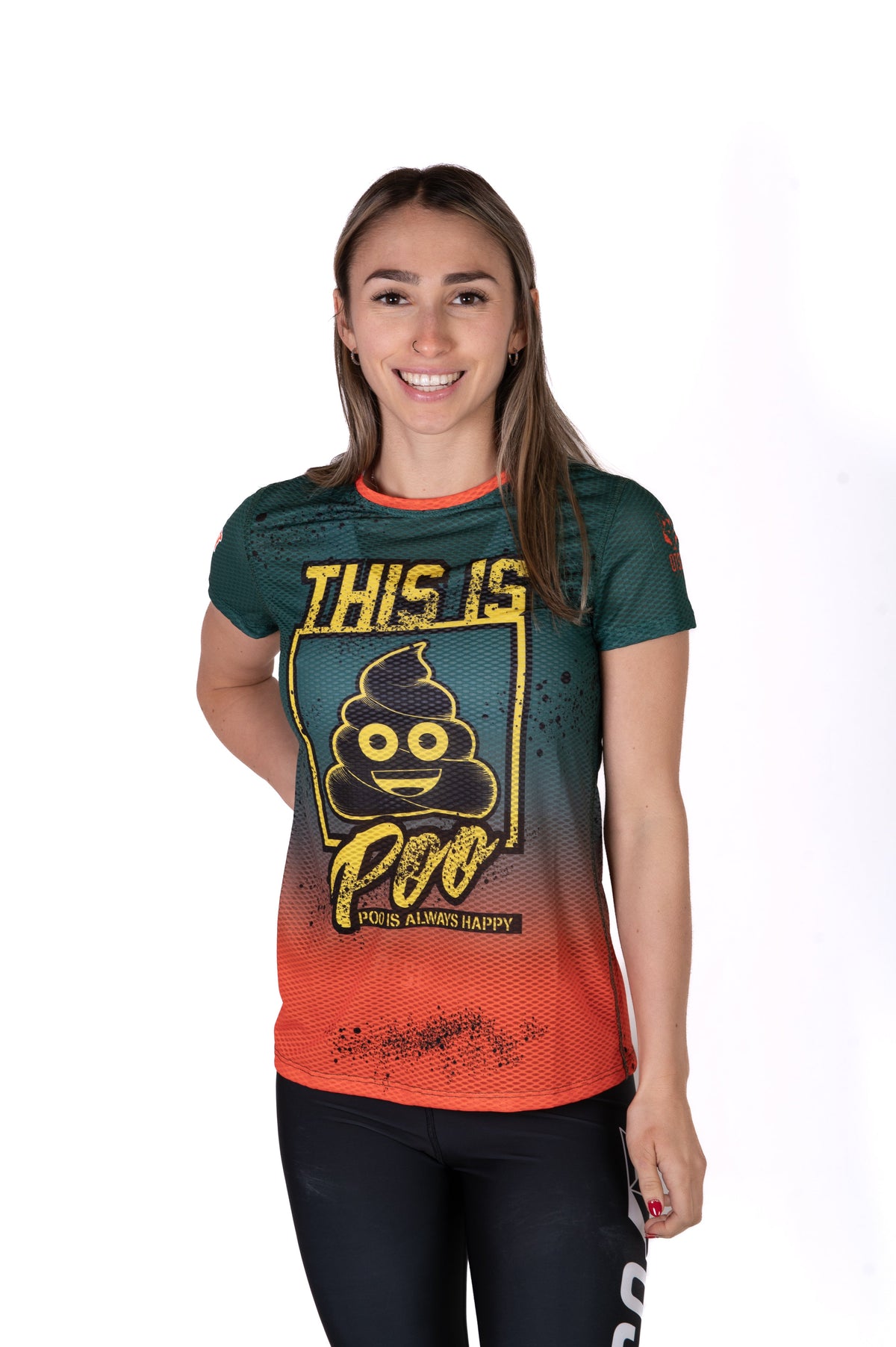 OTSO Damen Kurzarm-Funktionsshirt - Emoji Be like Poo – Produktansicht 3