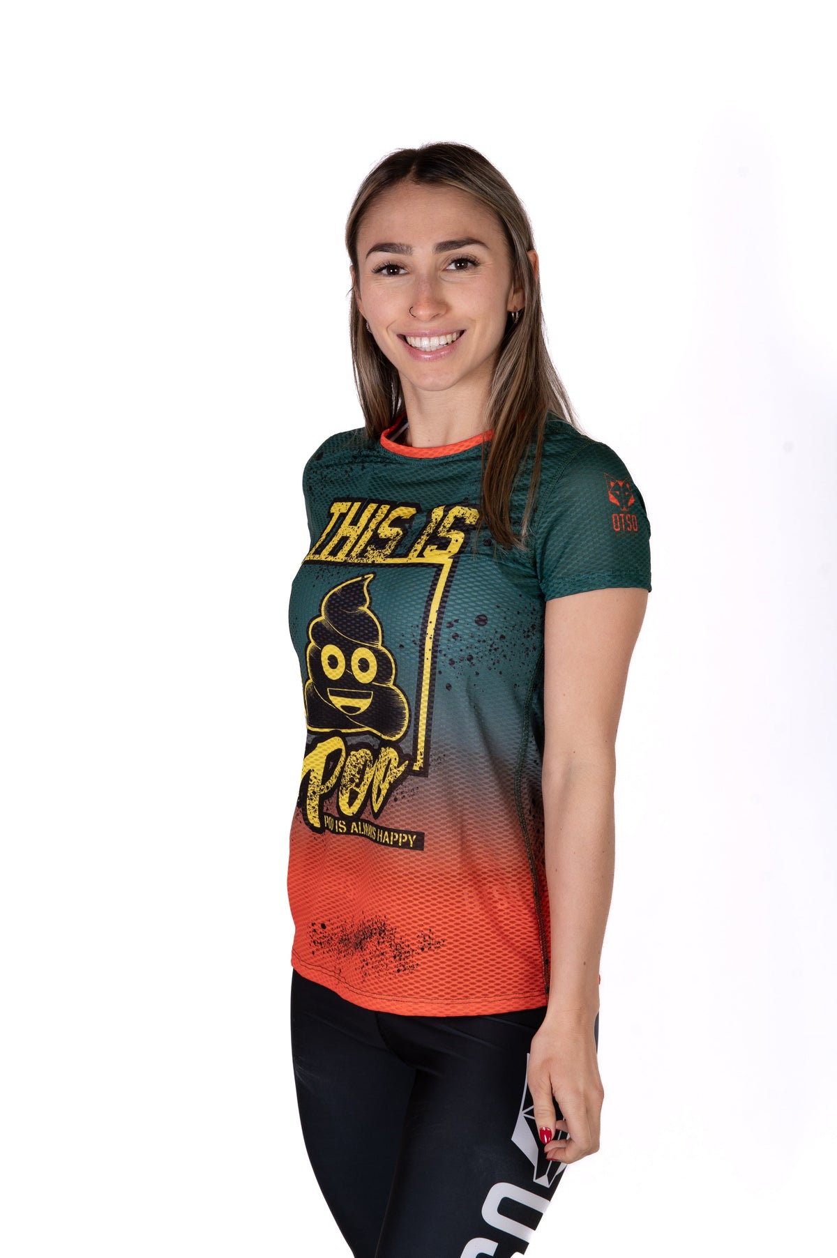 OTSO Damen Kurzarm-Funktionsshirt - Emoji Be like Poo – Produktansicht 4