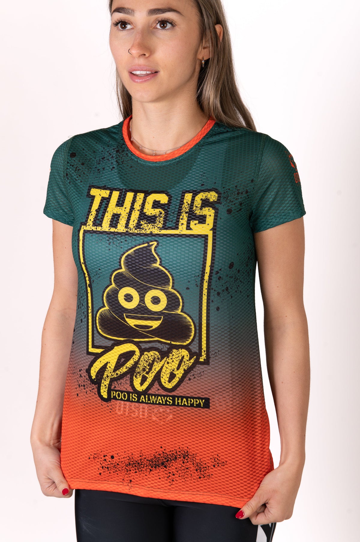 OTSO Damen Kurzarm-Funktionsshirt - Emoji Be like Poo – Produktansicht 8