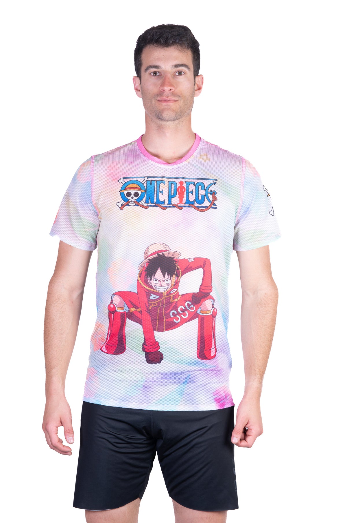 OTSO Herren Kurzarm-Funktionsshirt - One piece egghead luffy and the crew pink – Produktansicht 3