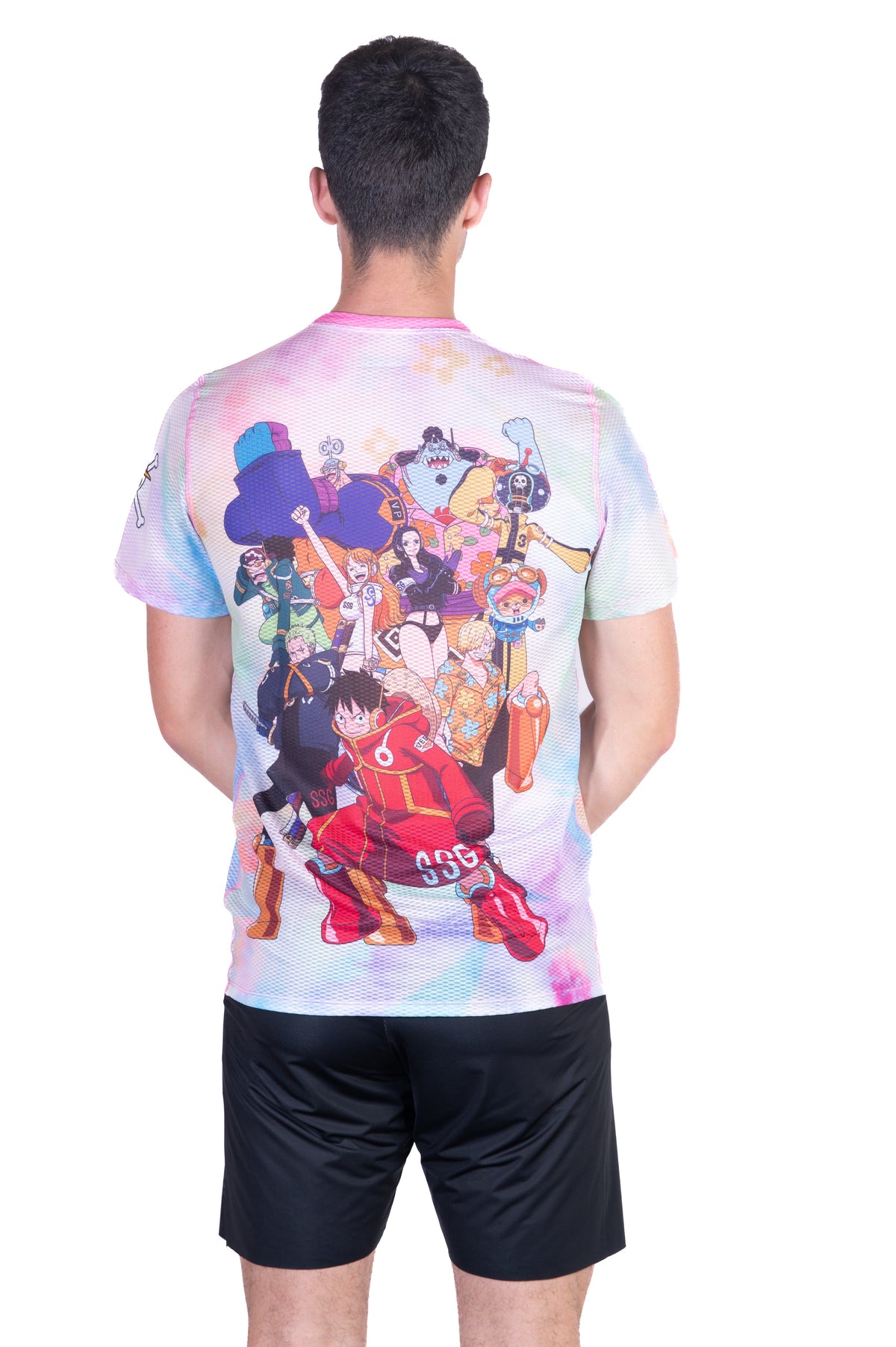 OTSO Herren Kurzarm-Funktionsshirt - One piece egghead luffy and the crew pink – Produktansicht 6