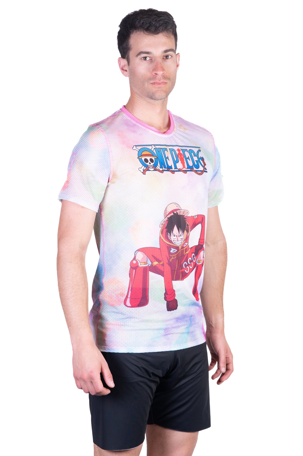 OTSO Herren Kurzarm-Funktionsshirt - One piece egghead luffy and the crew pink – Produktansicht 4