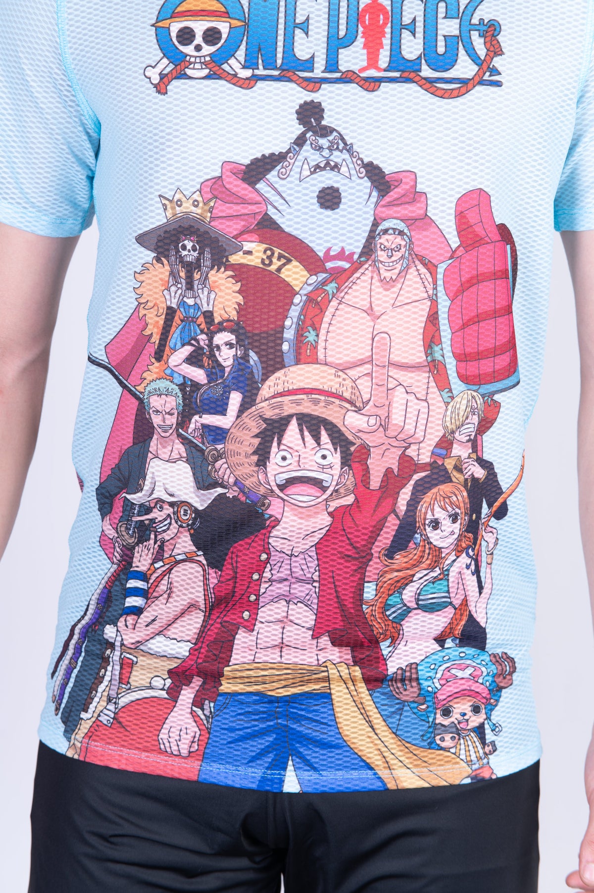 OTSO Herren Kurzarm-Funktionsshirt - One piece fishman straw hat crew turquoise – Produktansicht 10
