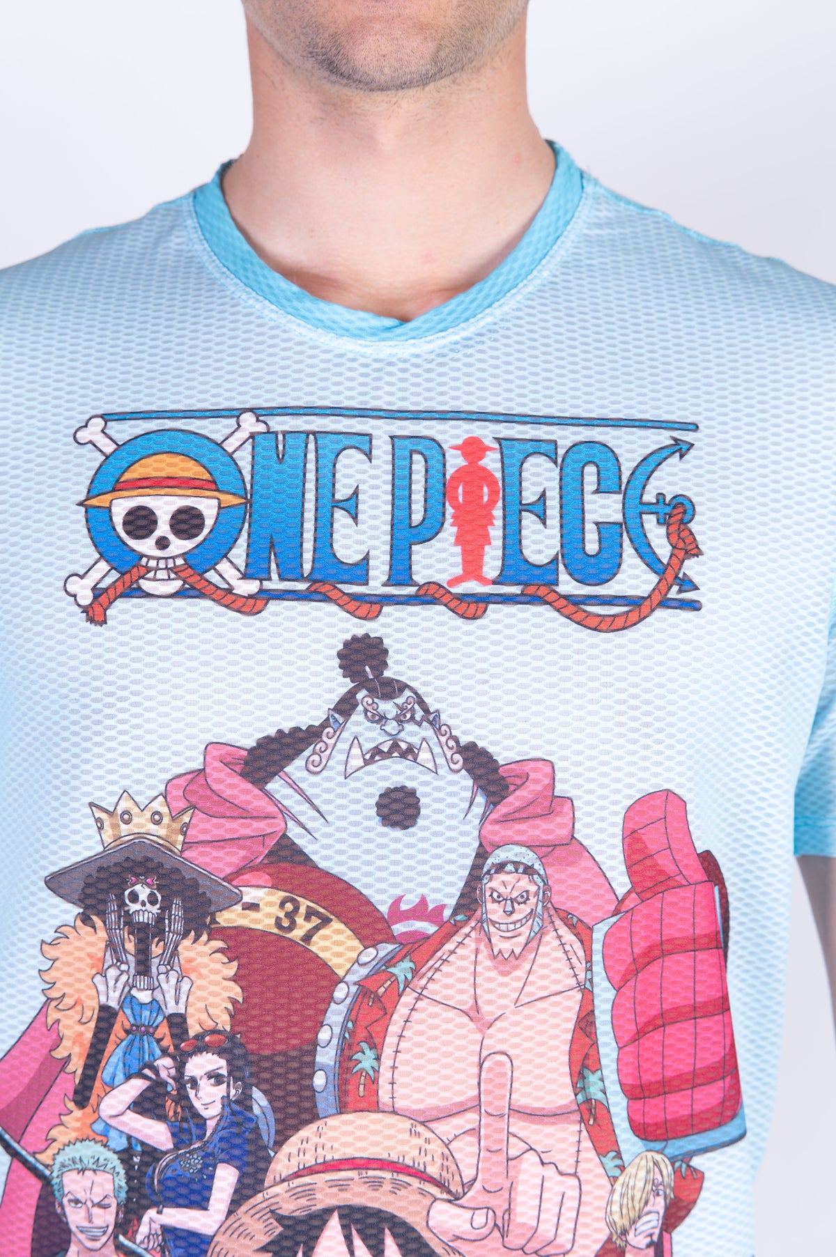 OTSO Herren Kurzarm-Funktionsshirt - One piece fishman straw hat crew turquoise – Produktansicht 9
