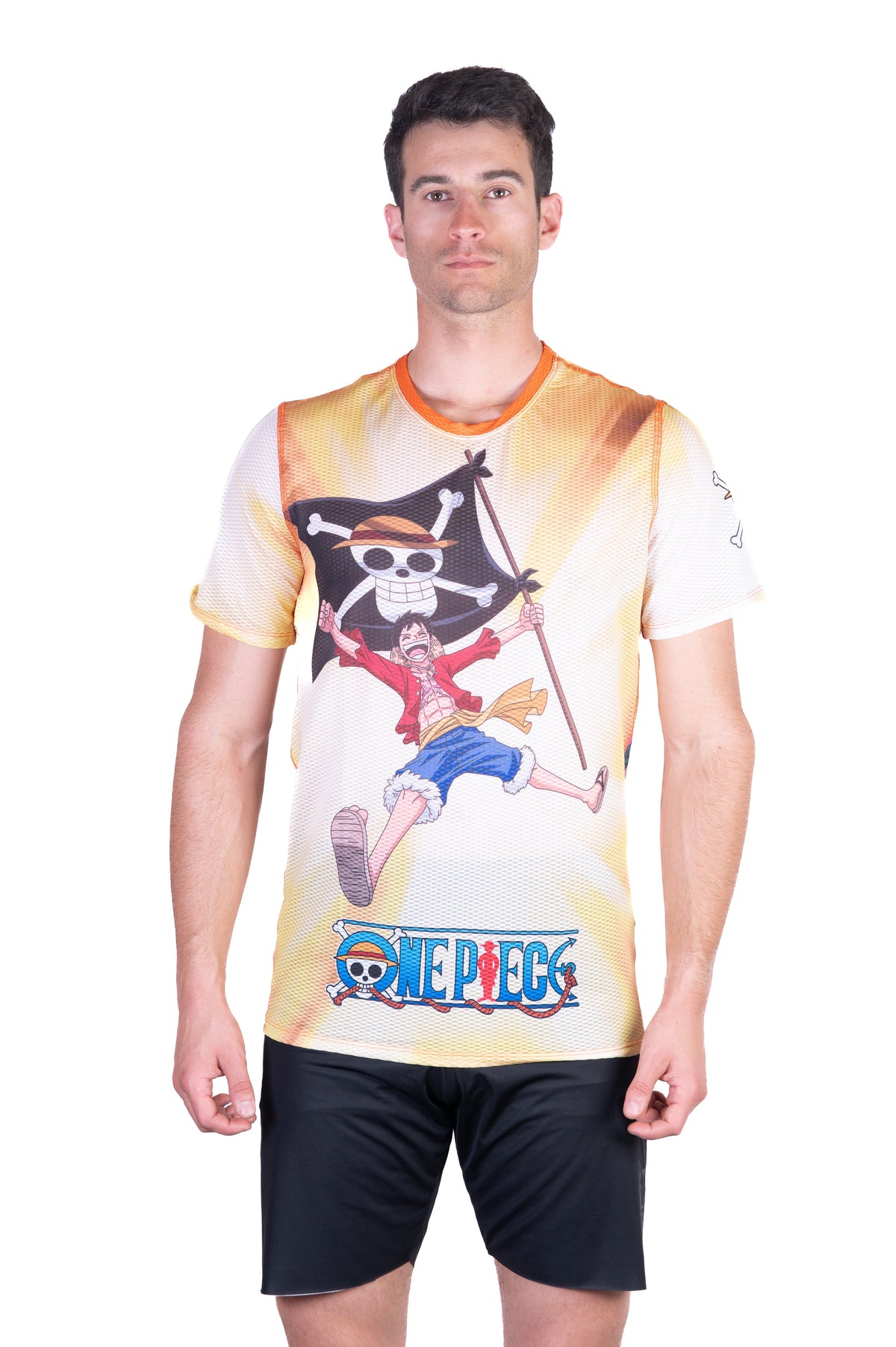 OTSO Herren Kurzarm-Funktionsshirt - One piece fishman straw hat crew yellow – Produktansicht 3