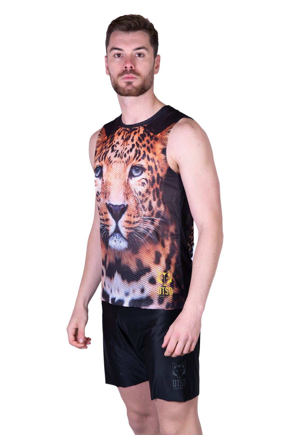 OTSO Herren Lauf-Tanktop - Leopard – Produktansicht 4
