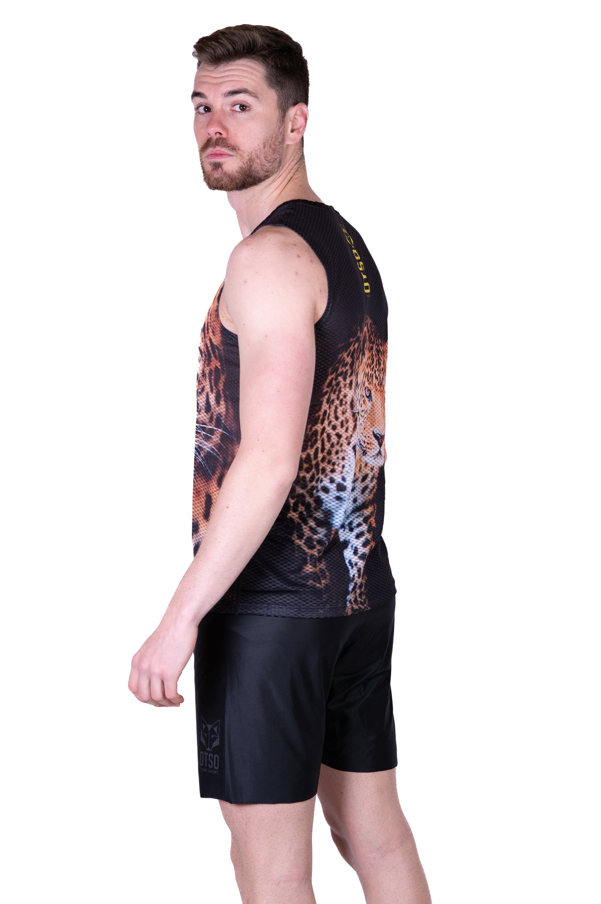 OTSO Herren Lauf-Tanktop - Leopard – Produktansicht 6