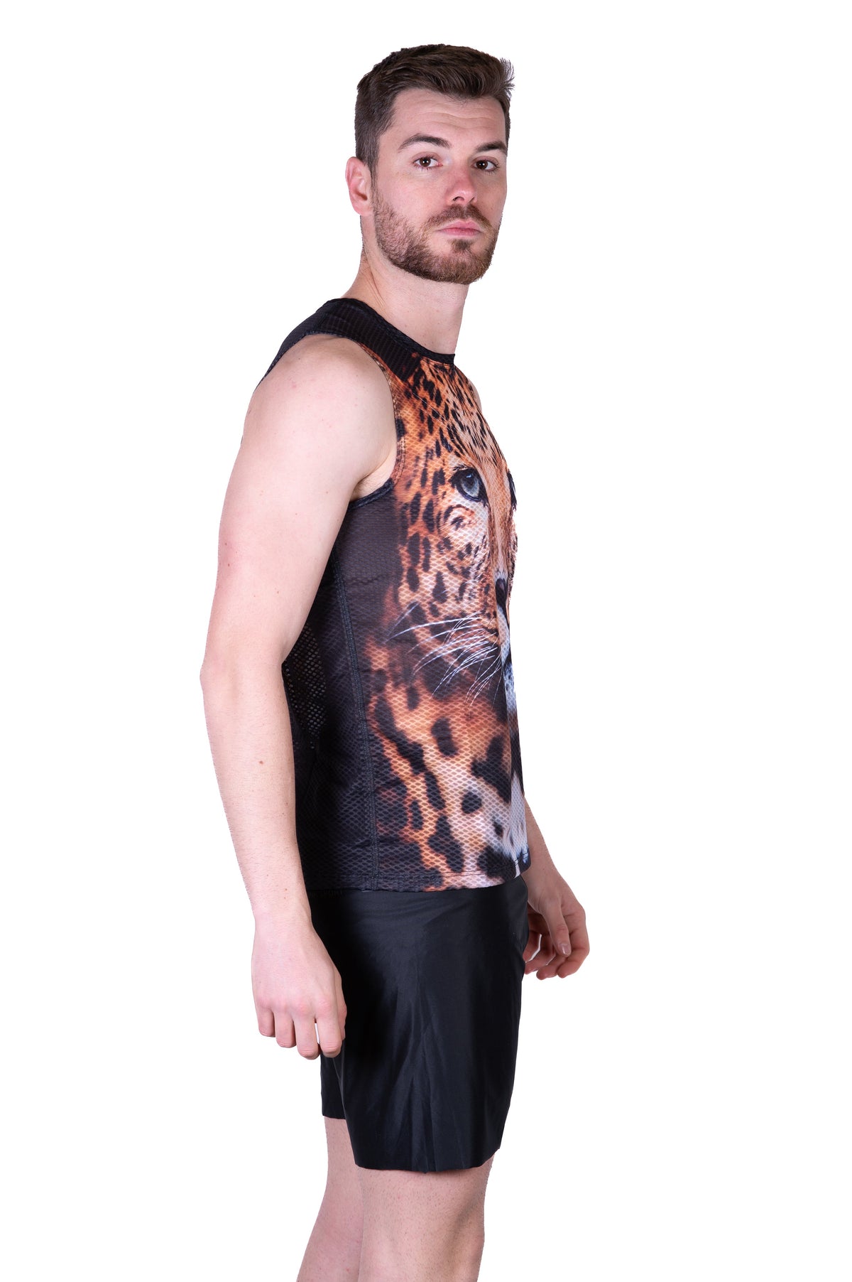 OTSO Herren Lauf-Tanktop - Leopard – Produktansicht 5