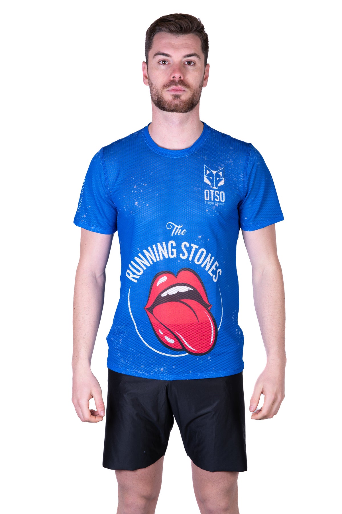 OTSO Herren Kurzarm-Funktionsshirt - Running Stones Blue – Produktansicht 3