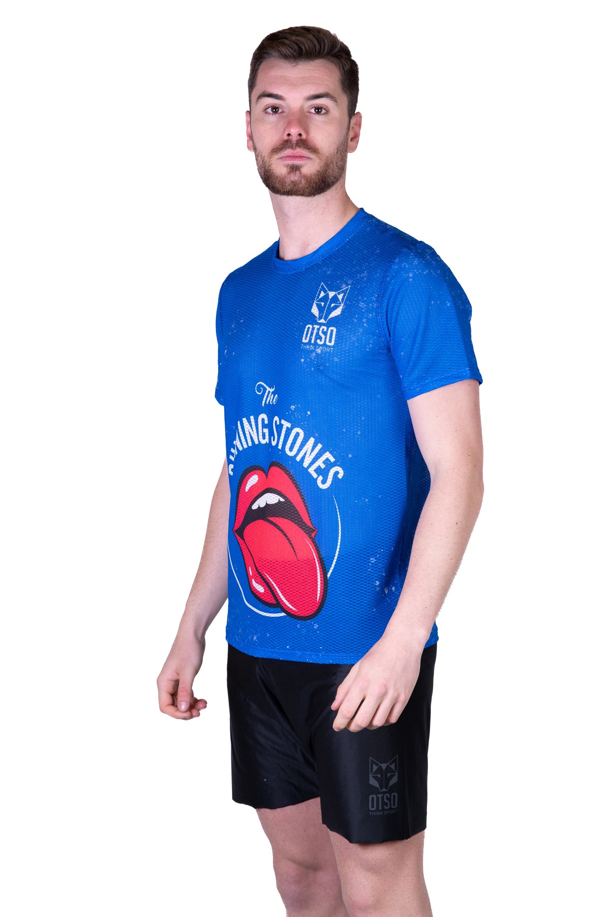 OTSO Herren Kurzarm-Funktionsshirt - Running Stones Blue – Produktansicht 4