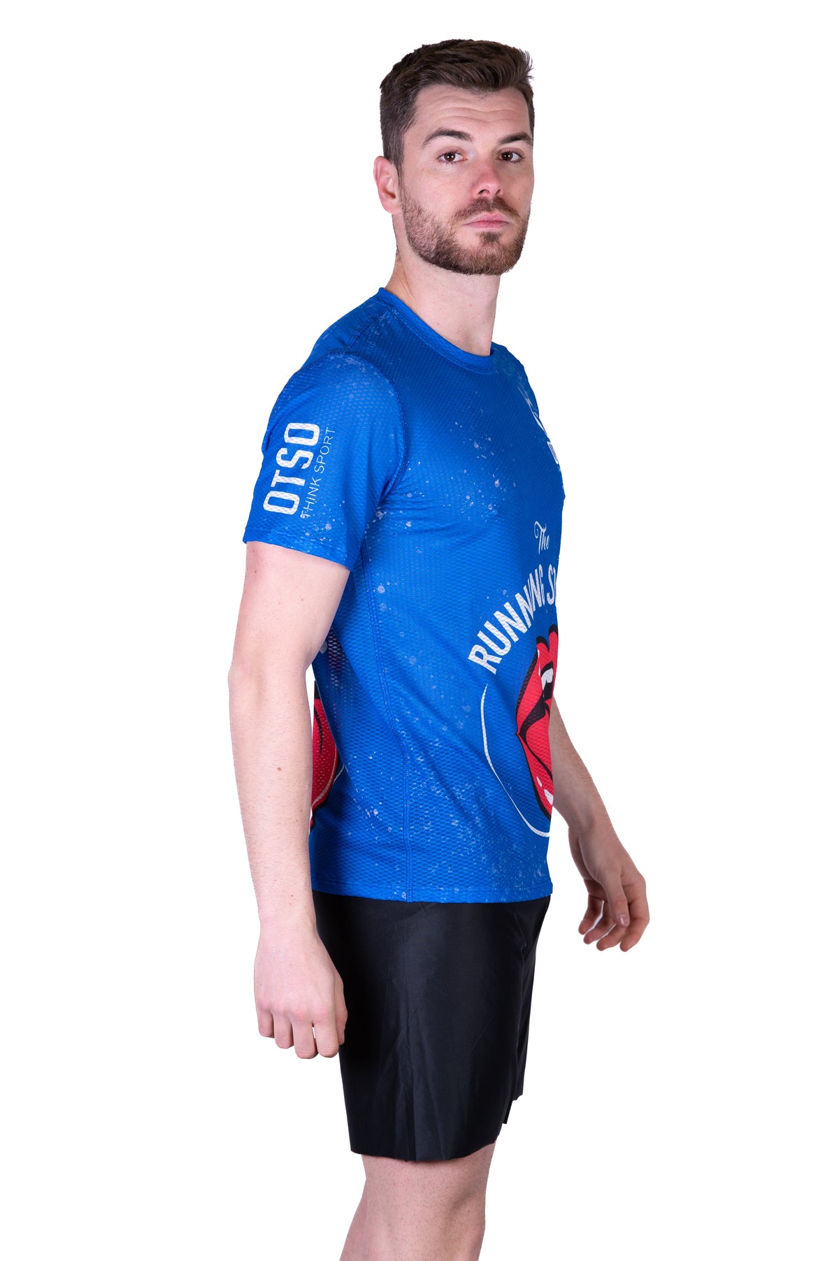 OTSO Herren Kurzarm-Funktionsshirt - Running Stones Blue – Produktansicht 5