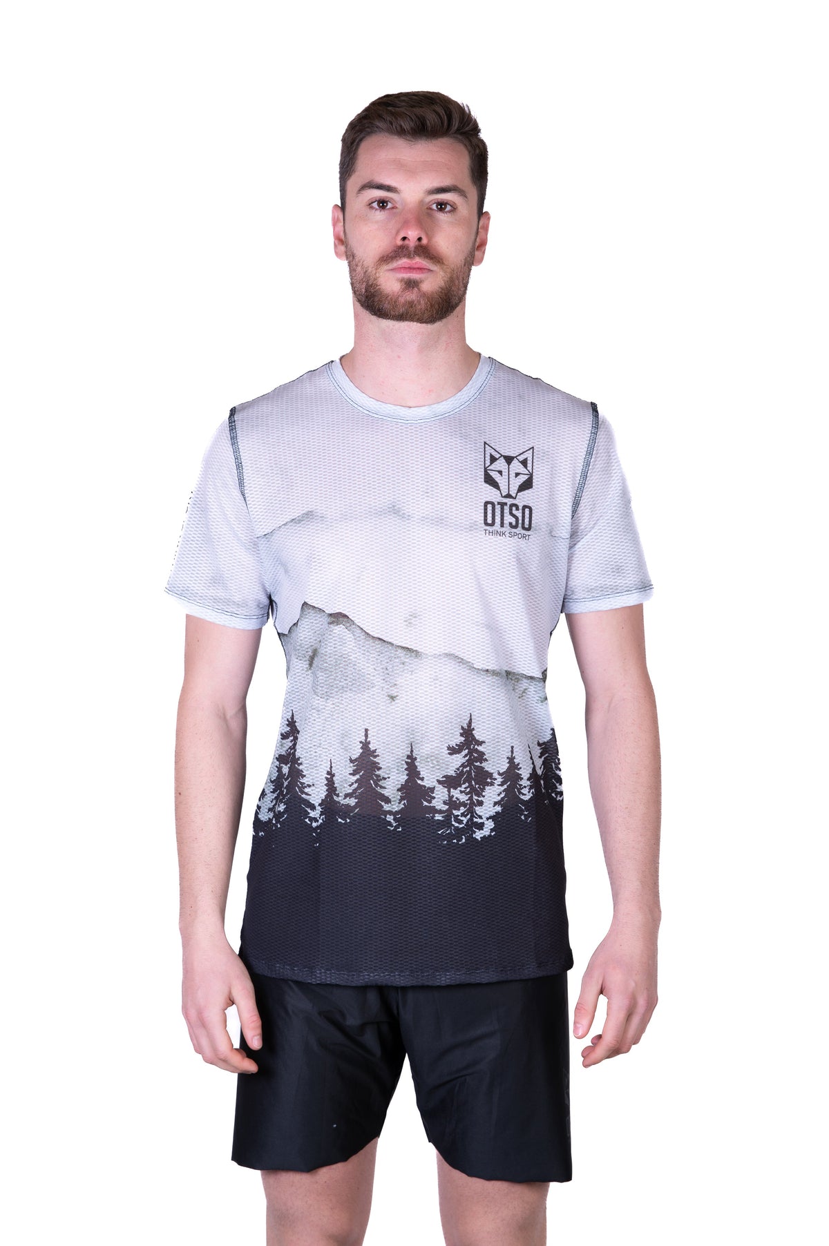 OTSO Herren Kurzarm-Funktionsshirt - Green Forest – Produktansicht 3
